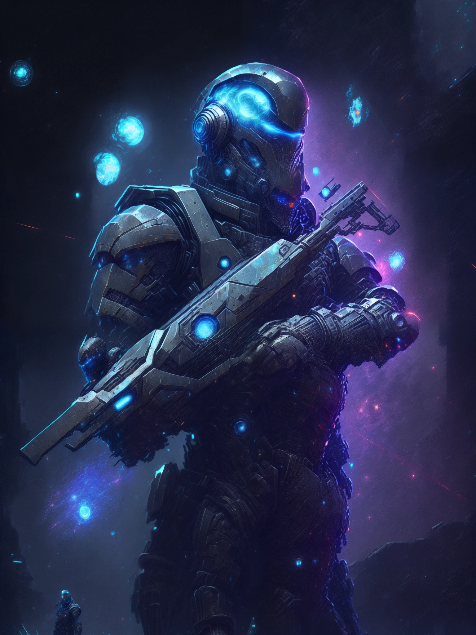 arafed image of a man in a futuristic suit holding a weapon, cyberpunk soldier, futuristic soldier, sci-fi soldier, fps game concept art, epic scifi character art, epic sci - fi character art, epic sci-fi character art, cyberpunk knight, with futuristic gear and helmet, cyber armour, sci-fi digital art, space armor, cyberpunk gladiator