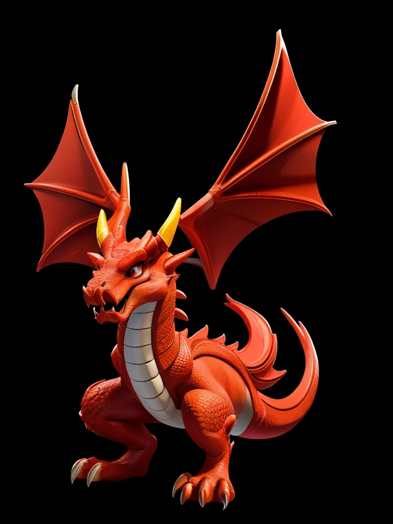 A red dragon，Dragon, West, Dragon,Disney Pixar style character, full body, full body, white background,White background， Q version, 2d, evil