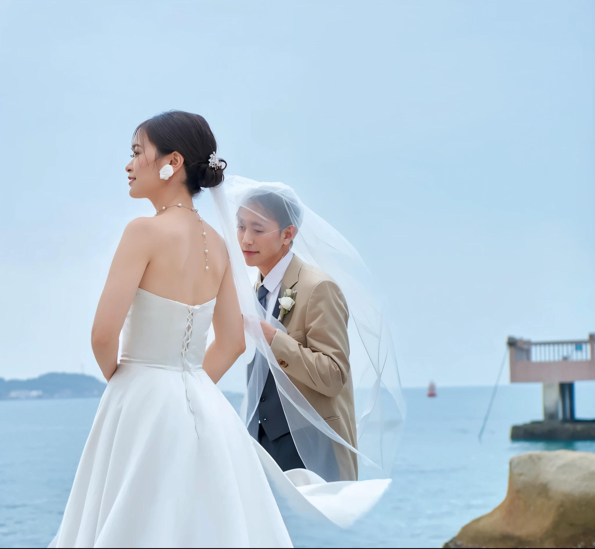 Wedding photo big floating gauze