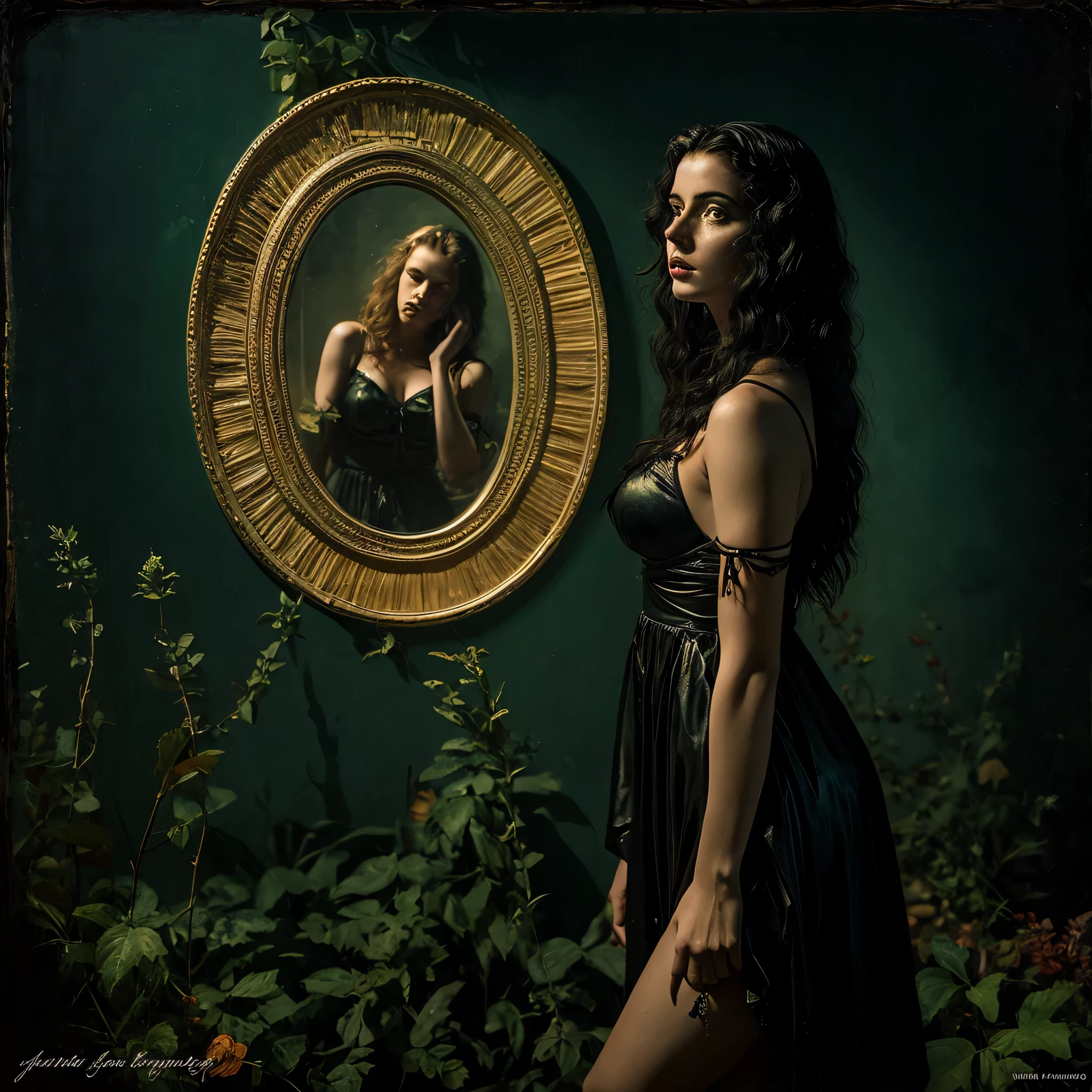 Fit pretty young black women full - body, come to me in the silence of the night, come in the sleeping silence of a dream, Florence Welsh, pre - raphaelite dark rainbow noir punk by Roberto Ferri and Marco Mazzoni
