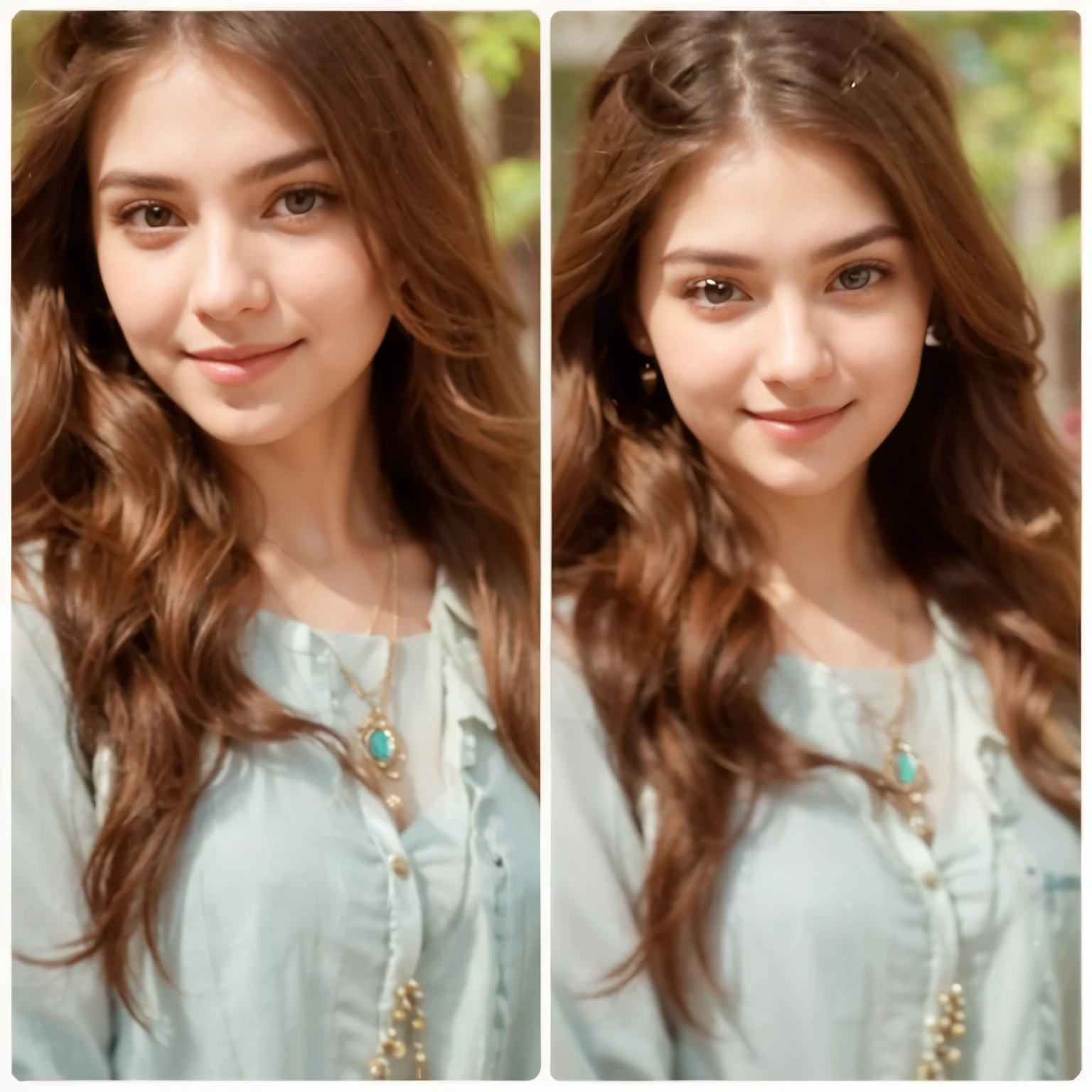 a close up of a woman with long hair and a necklace, with lovely look, with cute - fine - face, very attractive and beautiful, she has a cute expressive face, very very very beautifull face, cute beautiful, very pretty face, very beautiful girl, she has a cute face, very extremely beautiful, with cute doting eyes