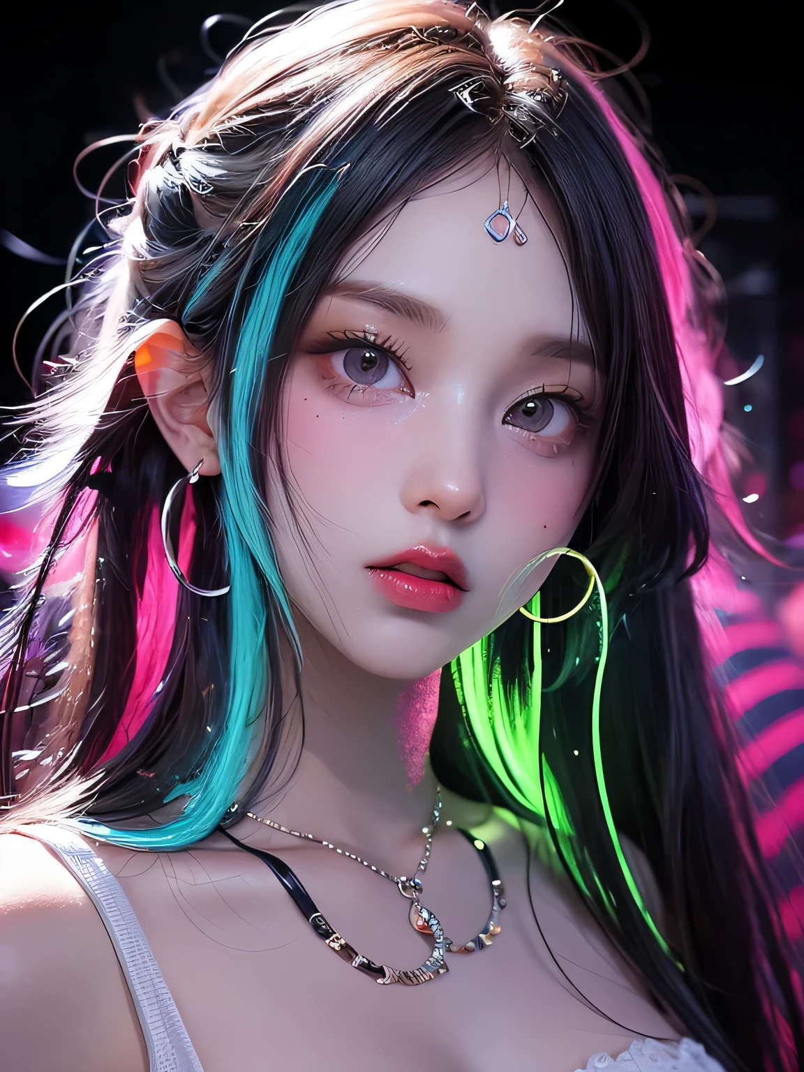 (masterpiece、top-quality、top-quality、Beautifully Aesthetic:1.2)、((Fantastic and colorful iridescent glowing neon jellyfish))、I can't see people、ighly detailed、colourfull、highestdetailed