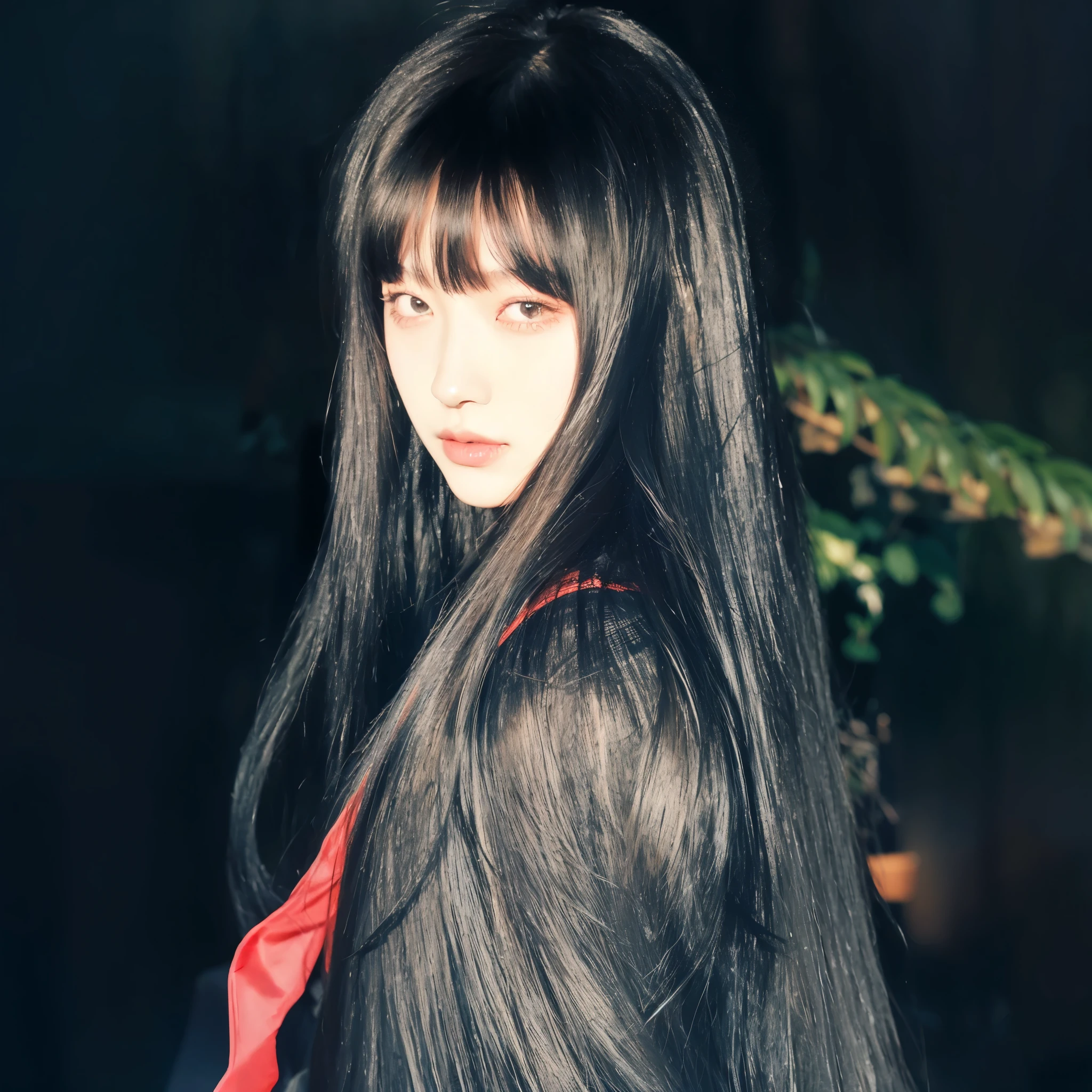 black long straight hair，Make your hair more beautiful，Make the background look better，Make it clearer