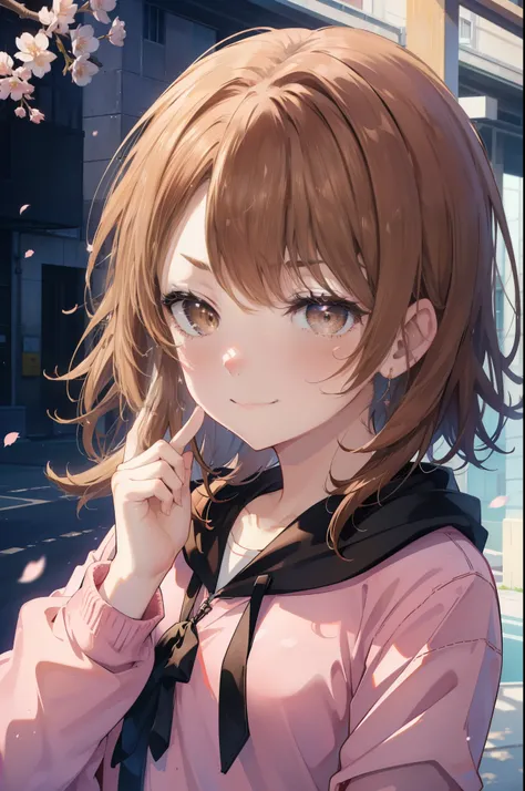 irohaisshiki, iroha isshiki, long hair, brown hair, (brown eyes:1.5), happy smile, smile, open your mouth,put your hand over you...