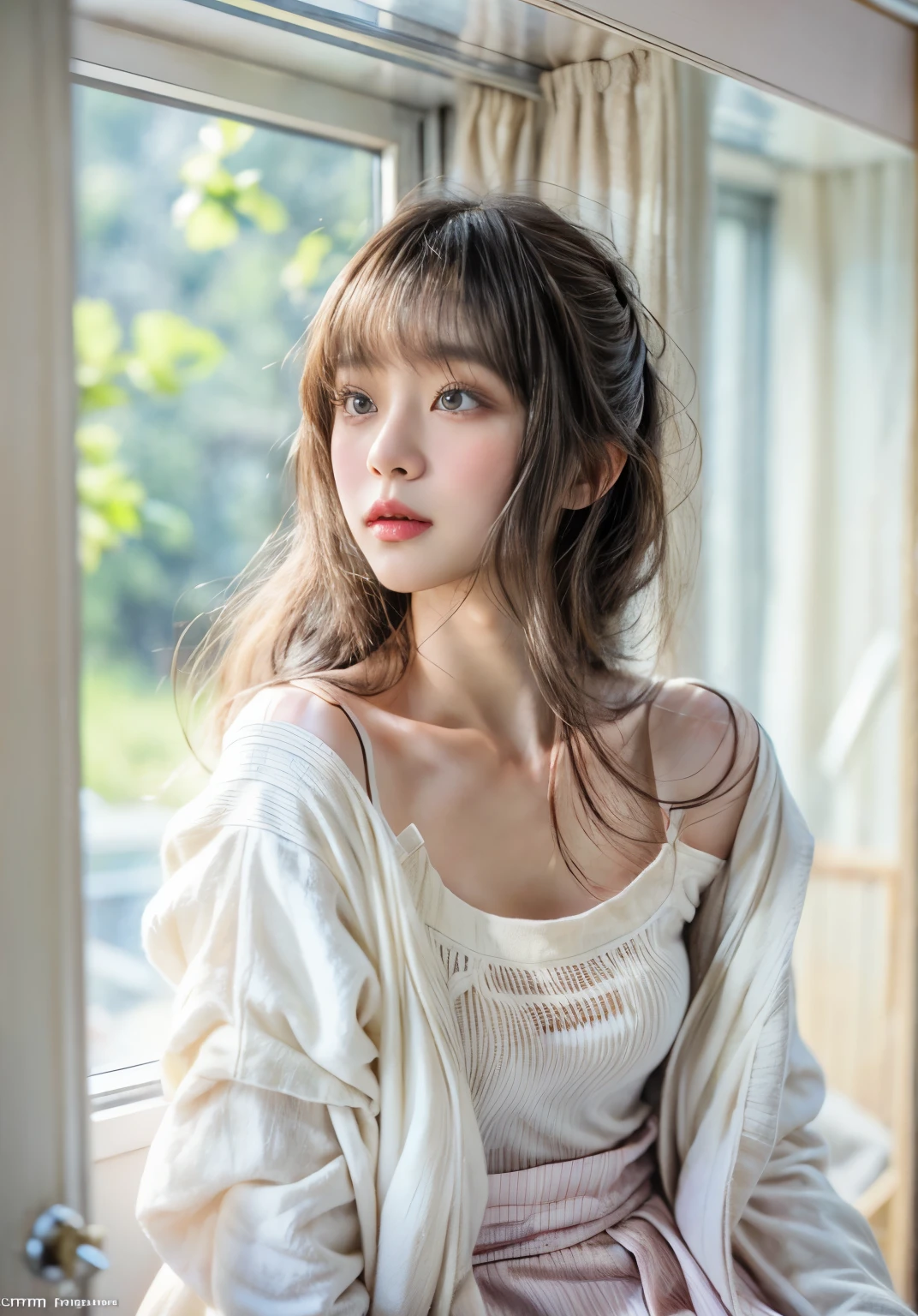 masterpiece、highest quality、cinema、(cute japanese woman、bangs:1.3)、23 years old、1 girl、elegant、black hair、(evening:1.1)、