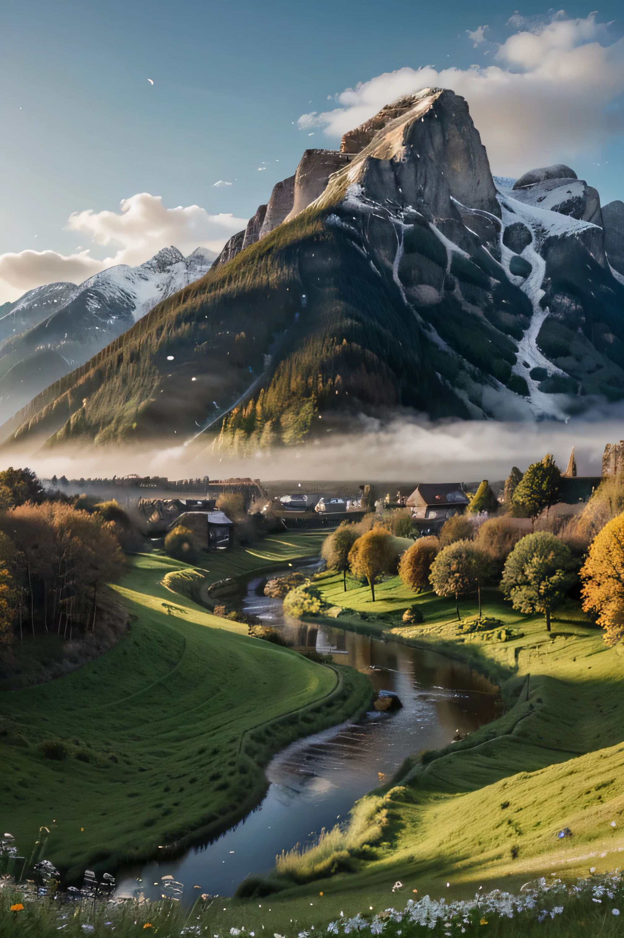 A beautiful landscape of Bavaria, Germany, unfolding before your eyes. The picturesque scenery showcases rolling hills, lush green meadows, and towering snow-capped mountains in the distance. A crystal-clear river meanders through the landscape, reflecting the serene blue sky above. The landscape is dotted with charming traditional Bavarian villages, with half-timbered houses and flower-filled balconies adding to the idyllic atmosphere.
The scene is bathed in warm, golden sunlight, casting a soft glow on the surroundings. The vibrant colors of the landscape come alive, with the greenery providing a rich tapestry of shades, from emerald to lime. The mountains, draped in blankets of pristine white snow, create a breathtaking contrast against the verdant landscapes.
As you explore the scene, you notice the intricate details that make it come alive. The delicate flowers blooming in the meadows, the gently swaying trees, and the playful wildlife that inhabits the area. A gentle breeze rustles through the leaves, creating a sense of calm and tranquility. The air is filled with the pleasant aroma of blooming flowers and fresh mountain air.
The overall image quality is of the highest caliber, guaranteeing an immersive and realistic experience. The level of detail is extraordinary, with every blade of grass, every leaf, and every petal rendered with precision and accuracy. The interplay of light and shadow has been meticulously captured, enhancing the depth and dimension of the scene.
This artwork is reminiscent of classic landscape paintings, with a touch of modernity. It combines the charm and allure of traditional Bavarian landscapes with contemporary artistic techniques, resulting in a masterpiece. The colors are vibrant, yet harmonious, evoking a sense of joy and wonder.
As the day draws to a close, the golden sunlight gives way to a dusky sky, painting the landscape with a warm, orange glow. The distant mountains are silhouetted against the darkening sky, creating