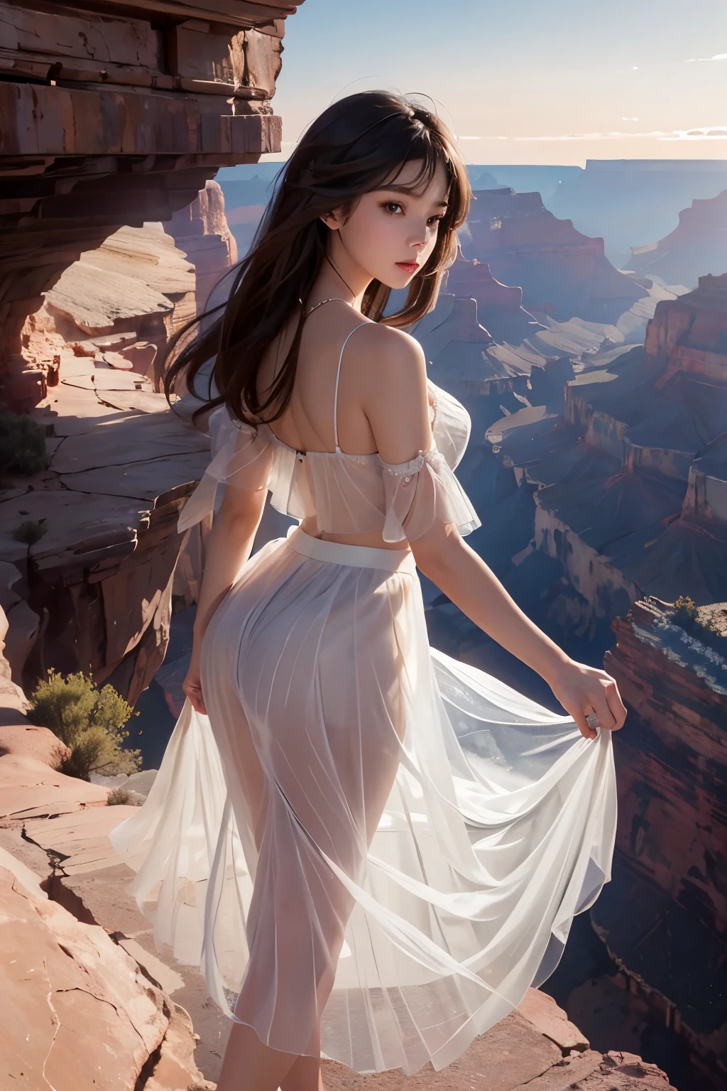 (A 4K LookBook)、(Transparent skirt styling)、(At the Grand Canyon backdrop)、(Beautiful scenery reveal)

This 4K LookBook captures a compelling moment of transparent skirt styling against the majestic Grand Canyon backdrop. Observe the intricate textures and colors as the fabric dances in the gentle breeze, revealing tantalizing glimpses of the surroundings. The breathtaking beauty of the landscape unfolds before our eyes, immersing us in its grandeur.

(ultra-detailed)、(Best Illustration)、(4K Ultra HD)、(Transparent skirt)