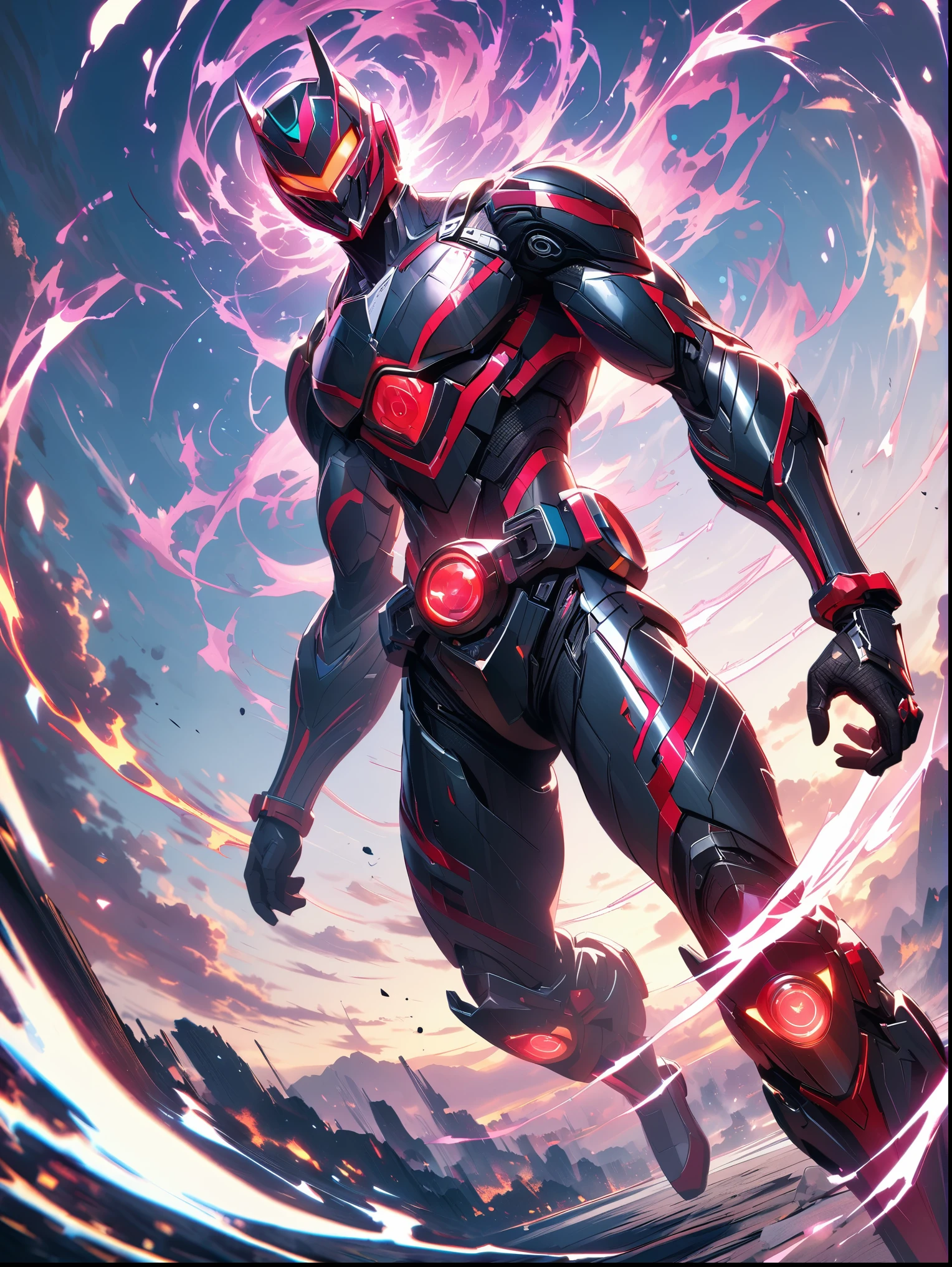 8K resolution, ((highest quality)), ((masterpiece)), ((super detailed)), (very delicate and beautiful), Kamen Rider、Hero, special effects、cool、whole body