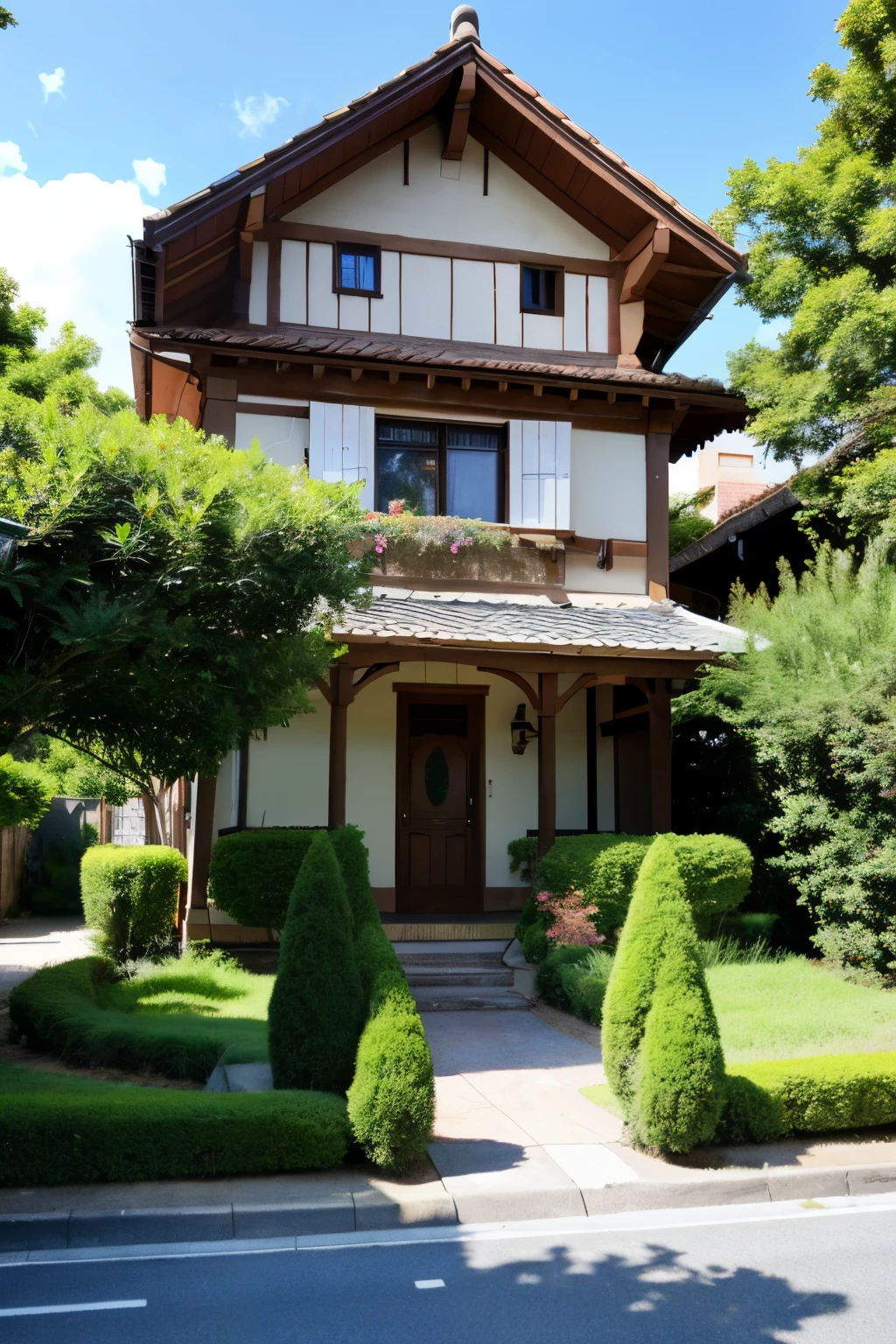 Ghibli style、house invaded by trees