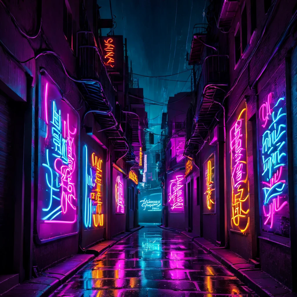 Neon Sign, PENeonSign, neon sign, glowing, colorful, (a vibrant composition, intense colors,high contrast),neon sign,luminous lights,dark urban alley,glowing words,nighttime cityscape,vivid futuristic atmosphere,reflections on wet pavement,neon tubes,hazy smoke,rich texture,shimmering glow,mystery in the air,electric energy,exciting nightlife,urban hustle and bustle,techno vibes,aesthetic appeal,modern design,retro feel,artsy nightlife scene,light trails,neon colors,impressive visual impact,lively and dynamic,abstract shapes,blurry background,striking visual contrast,glittering city lights,mesmerizing ambiance,electricity in the air,trendy spot to hang out,captivating visual spectacle,eye-catching display,lit-up facades,illuminated urban landscape,enticing glow,modern neon art,contemporary artistic expression,vibrant and energetic,eye-popping colors,illuminated typography,futuristic cityscape with neon lights,neon reflections,glowing city nights