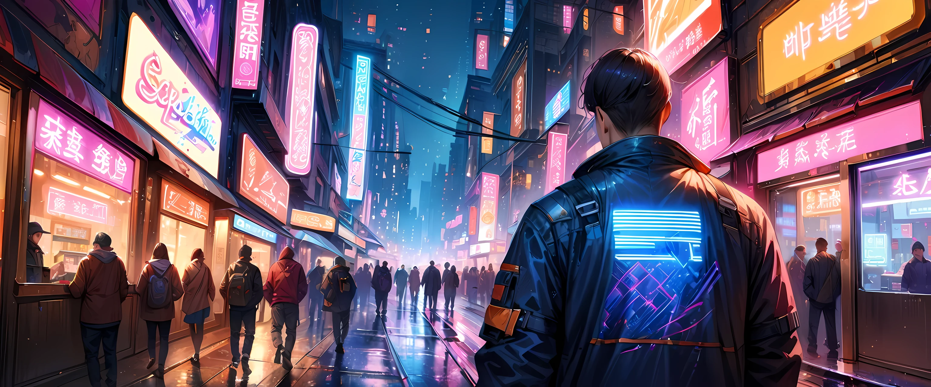 (best quality,4k,8k,highres,masterpiece:1.2),ultra-detailed,realistic,hyper-realistic:1.37, cyberpunk city from a sci-fi movie,desolate streets at night, Chinese-style architecture,electrical wires, intricate, super detailed, realistic, hyper-realistic, high quality, ultra-detailed, crazy level of detail, extremely detailed, Photo-realistic, epic masterpiece, highest quality, (Neon_Sign:1.2)