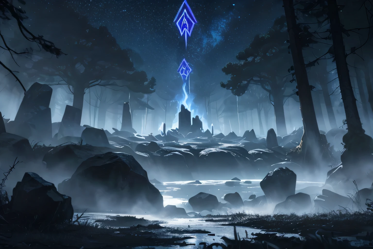 Dark miasma swirling from the earth, evoking a fantasy RPG atmosphere, ethereal glow, ominous tendrils reaching upward, mysterious runes etched into the soil, dramatic lighting creating high contrast shadows --s 150 --ar 1:1 --c 5