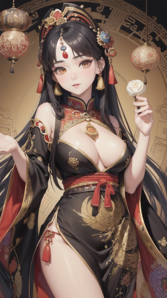 (masterpiece, top quality, best quality, oriental art，Miao clothing， Beautiful and beautiful:1.2), (1 girl), extremely detailed,(fractal art:1.3),rich and colorful,most detailed