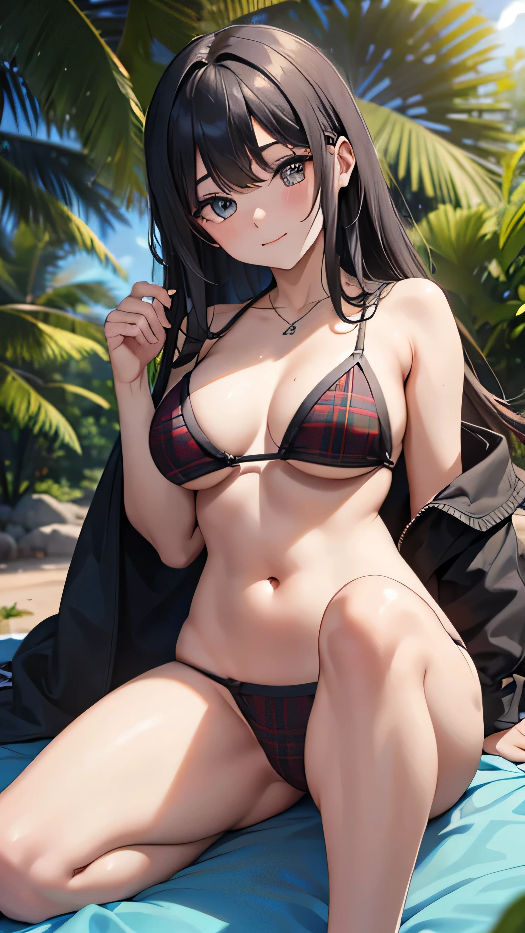 corpo todo,1 garota,sorriso caloroso,(figura perfeita,ser alto e magro),Sozinho,(ar livre:1), blue sky, concentre-se no peito,olhando para o mar,Rosto de Selina Gomez,Detalhe delicado rosto latino jovem, pele oleosa,(salva-vidas sexy, champagne plaid bikini with black), camel&#39;s foot, (lindos seios naturais, tamanho dos seios C90), peito saliente, (belo quadril),(beautiful hand),(bela coxa),fumar, vivid image,obra de arte, (Melhor qualidade:1.2),ultra-detalhado,realista,High definition,alta qualidade,cinematic light,rastreamento de raio,ultra high resolution,Ultra HD,(photorealista:1.4),detalhes intrincados,textura detalhada,finamente detalhado,alta qualidade shadow, Fundo da praia de Miami, head to feet, dedo de camelo, lying on the ground face down in the forest on top of the towel, virilha aberta 10cm, knees bent back, without the bra.