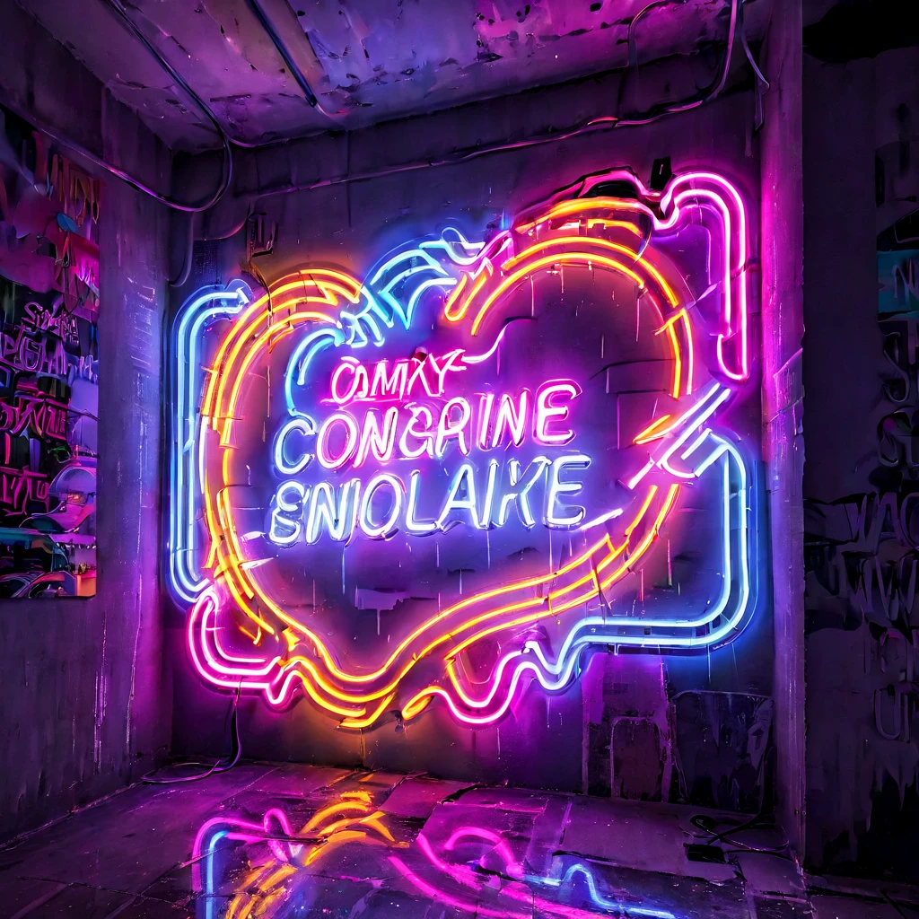 Neon Sign, PENeonSign, neon sign, glowing, colorful, (a vibrant composition, intense colors,high contrast),neon sign,luminous lights,dark urban alley,glowing words,nighttime cityscape,vivid futuristic atmosphere,reflections on wet pavement,neon tubes,hazy smoke,rich texture,shimmering glow,mystery in the air,electric energy,exciting nightlife,urban hustle and bustle,techno vibes,aesthetic appeal,modern design,retro feel,artsy nightlife scene,light trails,neon colors,impressive visual impact,lively and dynamic,abstract shapes,blurry background,striking visual contrast,glittering city lights,mesmerizing ambiance,electricity in the air,trendy spot to hang out,captivating visual spectacle,eye-catching display,lit-up facades,illuminated urban landscape,enticing glow,modern neon art,contemporary artistic expression,vibrant and energetic,eye-popping colors,illuminated typography,futuristic cityscape with neon lights,neon reflections,glowing city nights