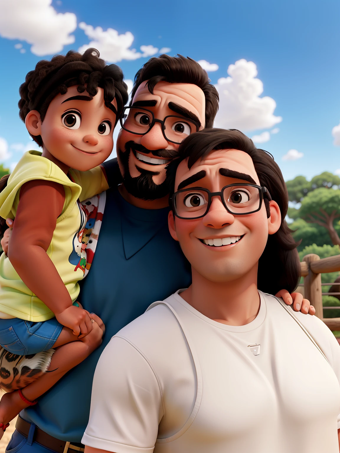 Happy family at the zoo, homem com 35 e mulher de 35 anos, 1 ano e 6 meses 
