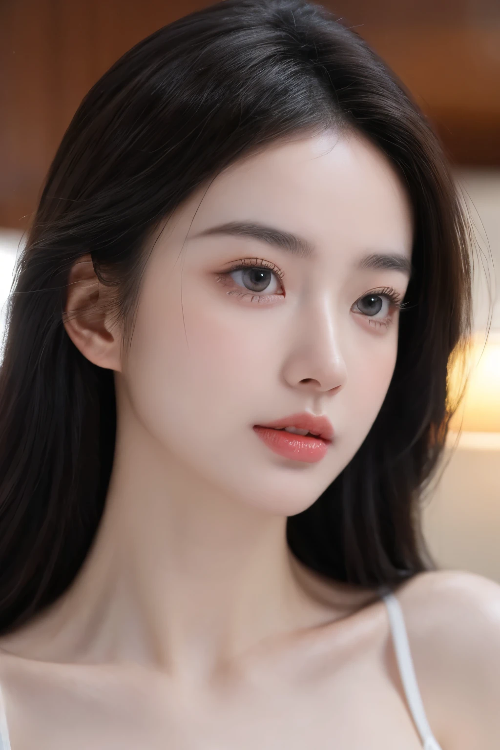 （lifelike,High resolution：1.3）， A slim girl， The face shape and eyes are super delicate,black hair,The lips are rosy and shiny,(pretty face), (best quality), (super detailed), (Extremely detailed CG unified 8K wallpaper),full body photography，light blue bikini，lie down,(split),(model photos),sexy look,big eyes,(permanent)，Eyes look at the audience,super huge breasts，Soft breasts,very realistic breasts,Hold your chest out,character-centered,