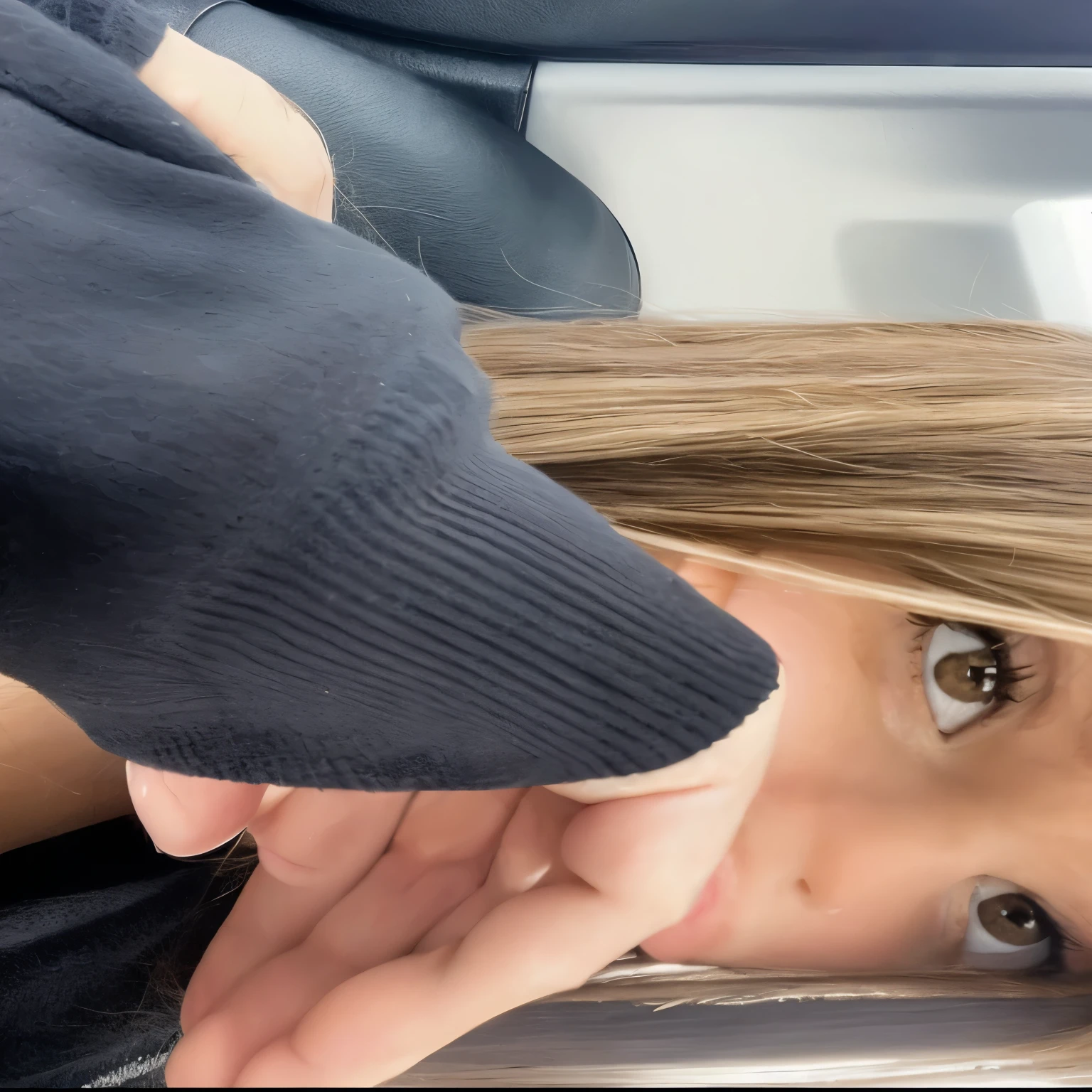 Beautiful girl, detailed blue eyes, long white niveous hair, detailed facial traits, blowjob in a car (BMW M3 F90), black african male legs, black african male penis