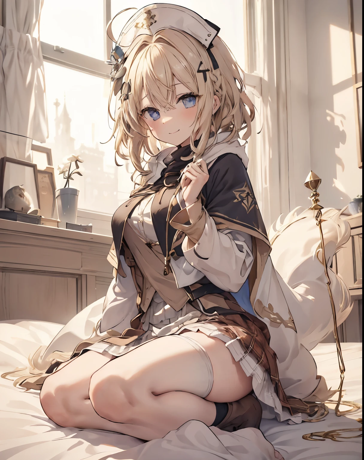 masutepiece, Best Quality,hyperrealistic illustrations,Perfect focus, 1girl in,((Idol_The costume,Idol Uniform)),On the bet,((Lying on your back:1.3)),(Spread legs:1.3) ,(((No panties:1.4))),Looking at Viewer, Cute, tiny chest,small tits, Yellow eyes,  Yellow hair, Long hair,Beautiful detailed eyes, Detailed skin,Detailed clothing,Detailed panties,detaileds,embarrassed, is crying,Late night bedroom background,(Low position shooting: 1.55),(Close-up in the crotch:1.49),full of sweat,Details Omeko