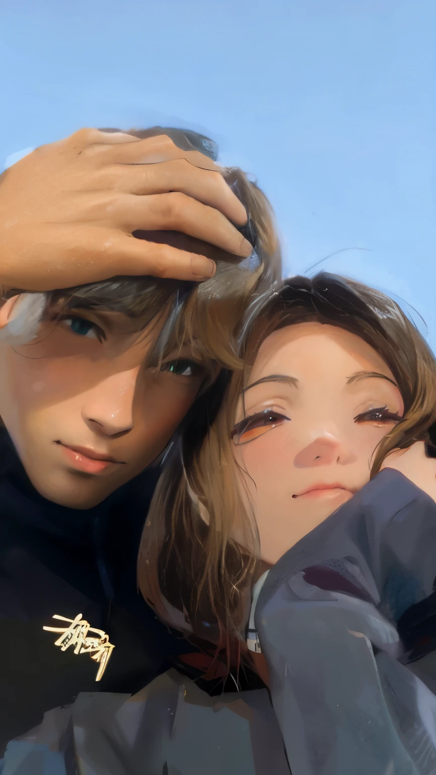 a lovely couple in anime style