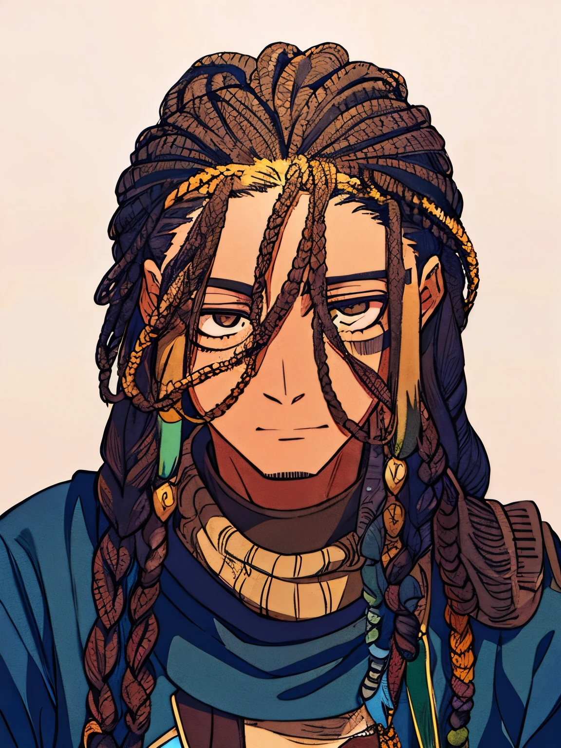 Guy with dread locs hair style,