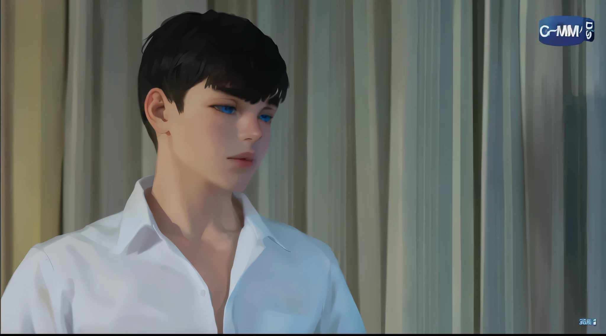 boy silver hair blue eyes