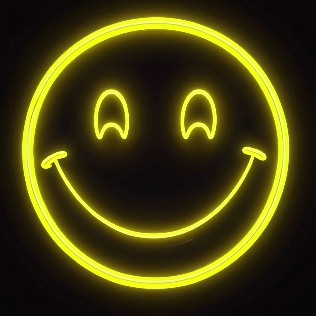big smile face, yellow neon color. quallity 4k, 
