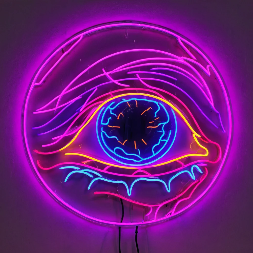 Neon Sign, PENeonSign, neon sign, glowing, colorful, Neon Sign and Naomi Okubo, beautiful shadowing, 3D appearance, reflective surfaces, illustrated completely, 8k beautifully detailed pencil illustration, extremely hyper-detailed pencil illustration, intricate, epic composition, very very kawaii, masterpiece, bold complimentary colors. stunning masterfully illustrated by Artgerm and Range Signals, Cybernetic Eye, Digital Art, Concept Art, Hyperdetailed, Zeronis,4k