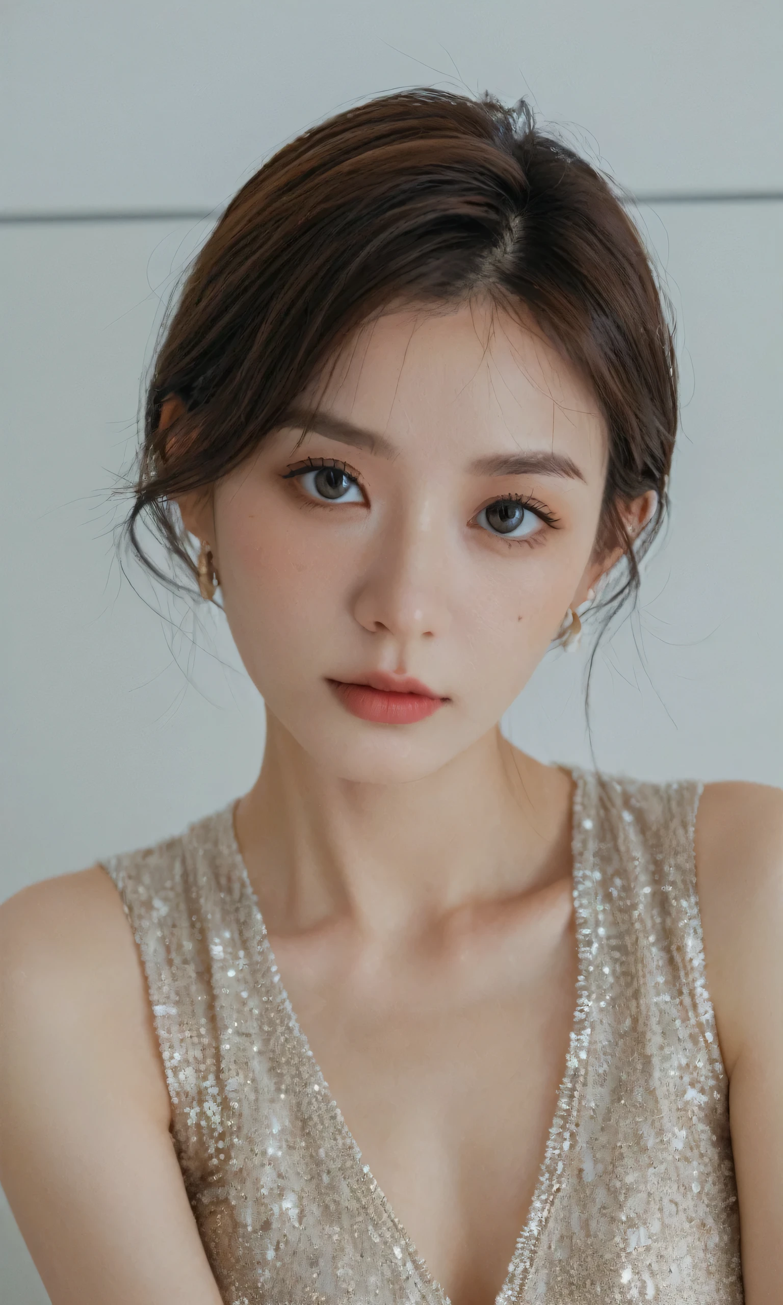 xxmixgirl,Thorough, analog style, eye focus, highest quality, (highly detailed skin), photo of a exquisitely beautiful pale skin, 21yo, perfect face, alluring eyes, [seductive makeup], skin pores, (piercing:0.5), indoor, messy bedroom, (bokeh:0.8), sharp focus, dappled lighting, (backlighting:0.7), film grain, photographed on a Sony A7R IV, 18mm F/1.7 cine lens, (highly detailed, intricately detailed), 8k, HDR, seductively posing, front view, (uppper body:0.9), studio light, Ultra-detailed face, Detailed eyes, Double eyelid, alice toggle, brown eye, (close up), (commercial)