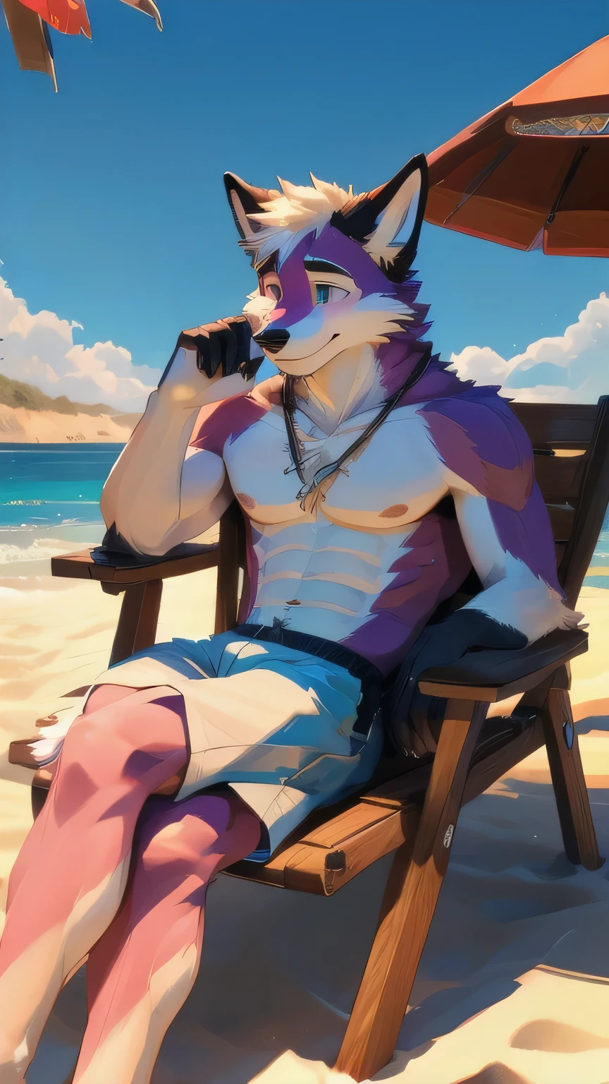Horny husky, vacation