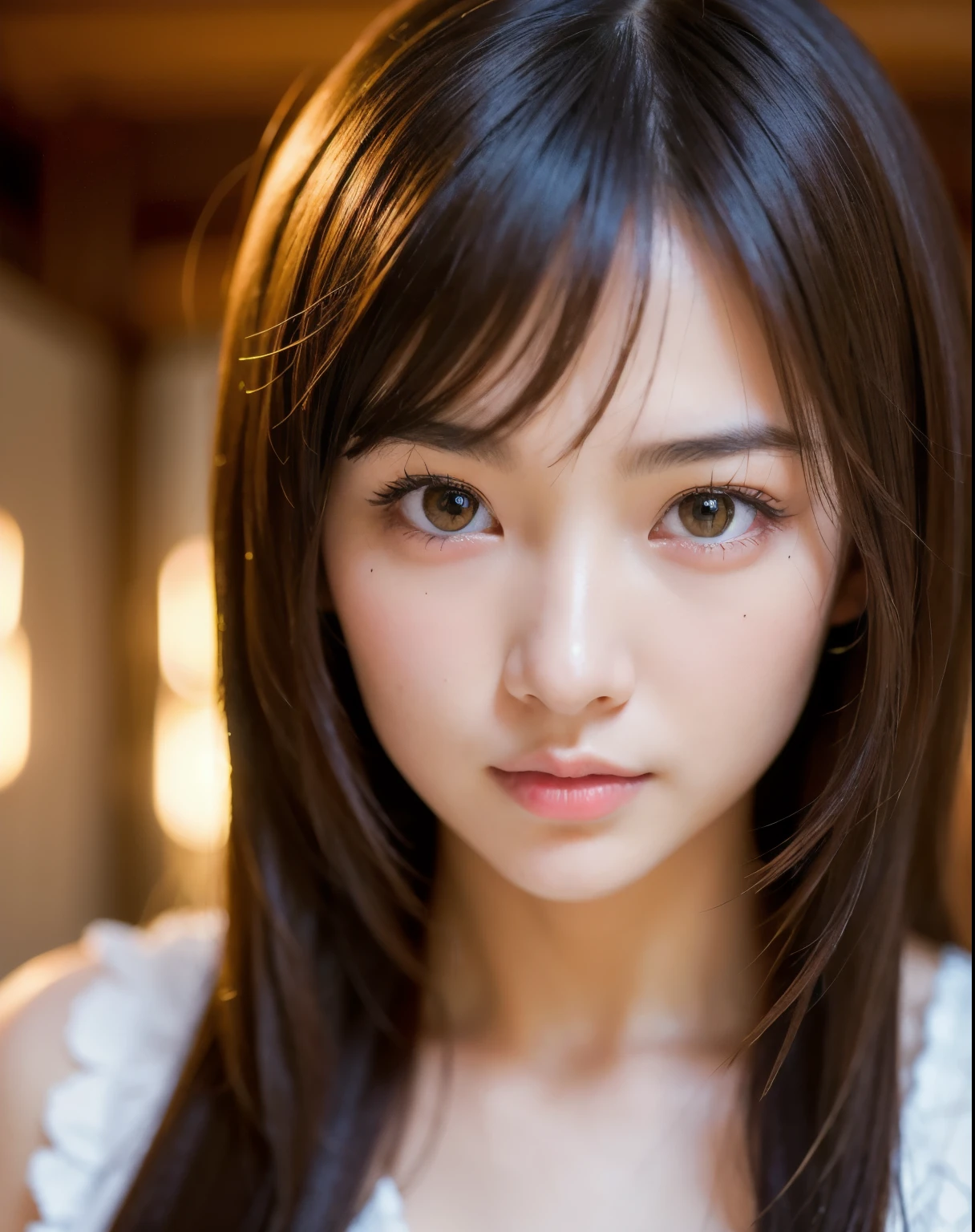 best quality, face focus, soft light, ultra high res, (photorealistic:1.4), RAW photo,
1japanese girl, solo, cute, (pupil, lights in the eyes), detailed beautiful face, (small chest),(high resolution detail of human skin texture),
(long hair),
indoor,
Damask Shirt Dress,
(portrait)