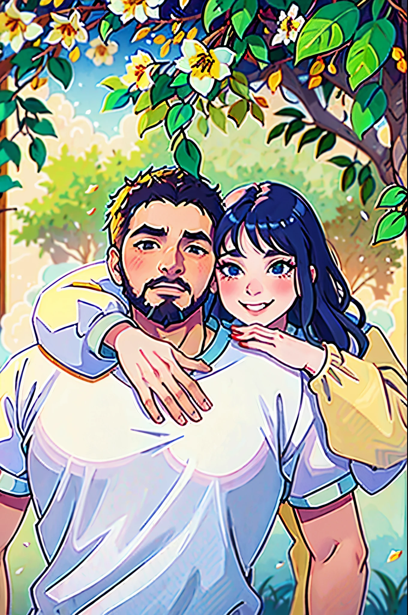 a lovely couple in anime style