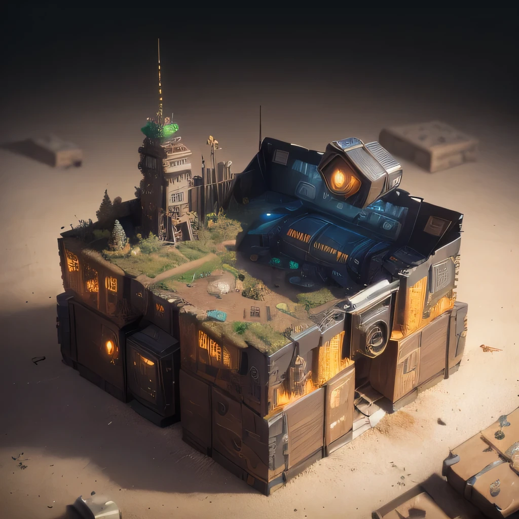 6598年Mars realistic model, (bifurcation, original photo, best quality, masterpiece:1.4),SteampunkCyberpunk6820 City,(CyberpunkMars light:1.3), Mars (related to land),(in a small nature box:1.3),Isometric, small nature, landscape on foundation,landscape,
