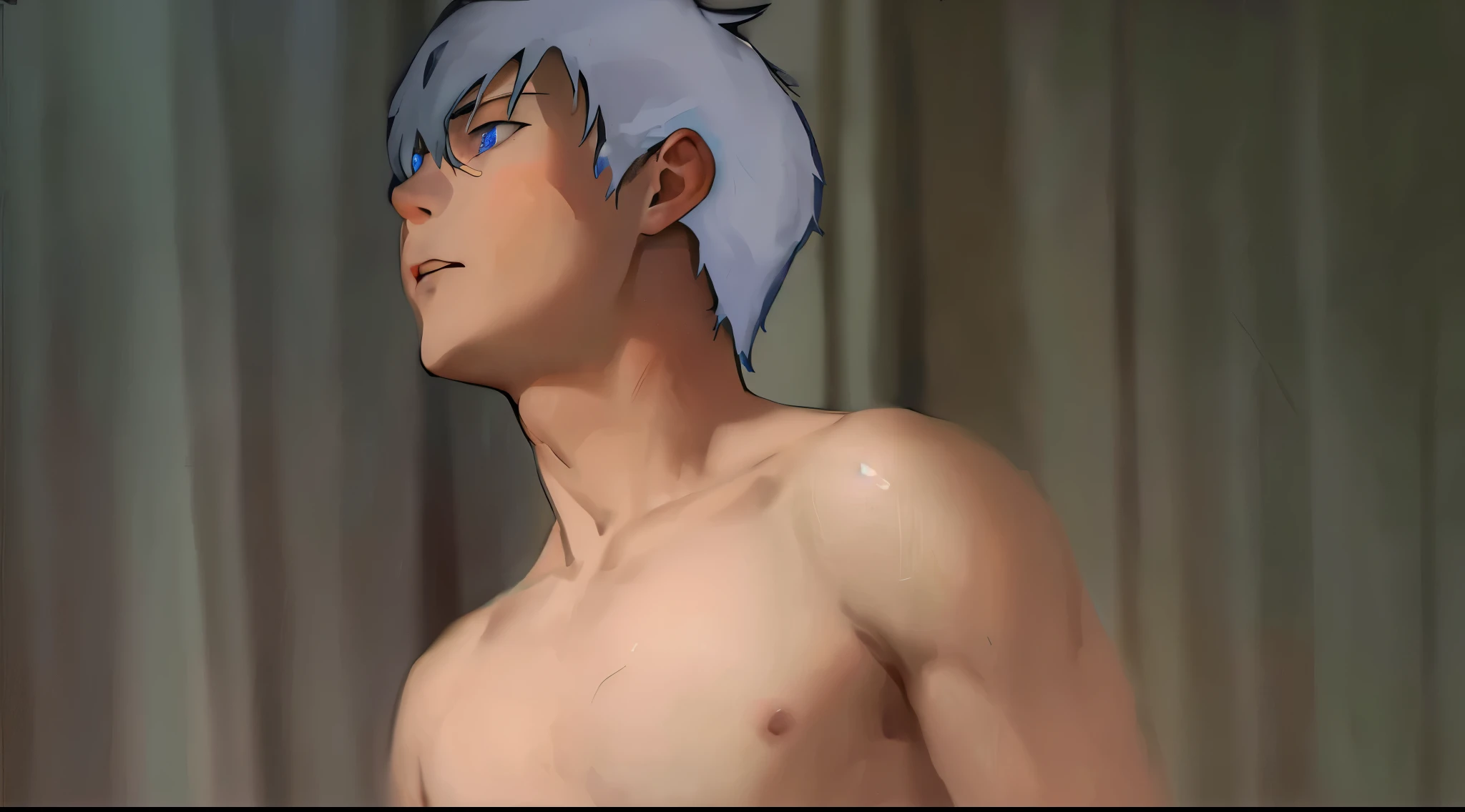 boy silver hair blue eyes
