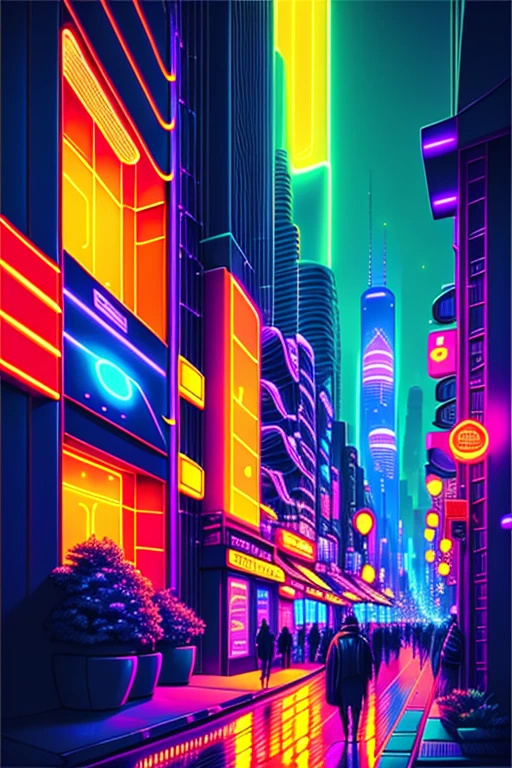 neon lights, vibrant cityscape, bustling streets, futuristic architecture, glowing signs, colorful reflections, nighttime, energetic atmosphere, vibrant nightlife, dazzling colors, dynamic movement, urban excitement, lively pedestrians, sleek cars, vibrant glow, busy intersections, high-rise buildings, electrifying energy, glowing pathways, iconic landmarks, surreal ambiance, neon-lit alleys, pulsating city, mesmerizing light patterns, vibrant urban culture, glowing advertisements, neon-lit sky, vibrant street art, dynamic city skyline, illuminated storefronts, lively entertainment district, vibrant nightlife, bustling night market, buzzing energy, dazzling neon art, electrifying atmosphere, vibrant city lights