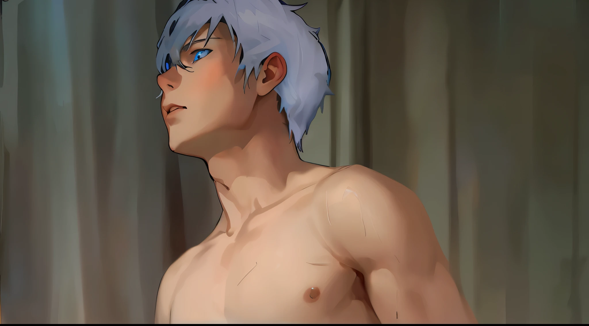  boy silver hair blue eyes