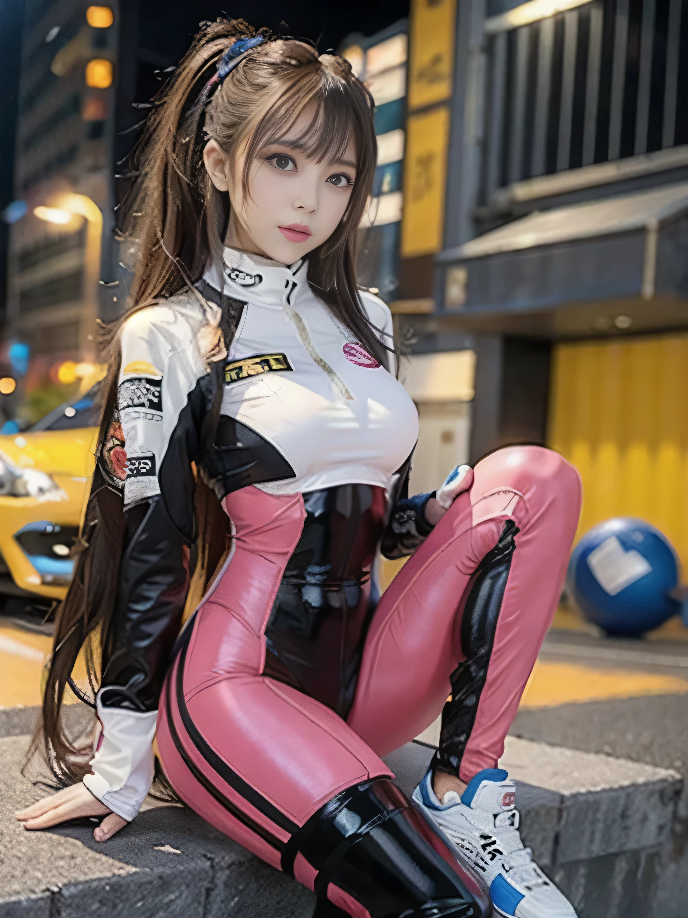 (((RAW image quality:1.4))), highest quality, ultra high resolution, (realistic: 1.4), (pink long hair: 1.3), (azur lane\), 1 girl, Japanese, 15 years old, (slender body:1.4), view audience, detailed face, contrasting, smooth skin, perfect anatomy, circuit, professional lighting, futuristic fashion, streetwear, tech fabric, racing suit, Refractory materials, elbow and knee pads, racing gloves, personalized embroidery, formula car in the background,