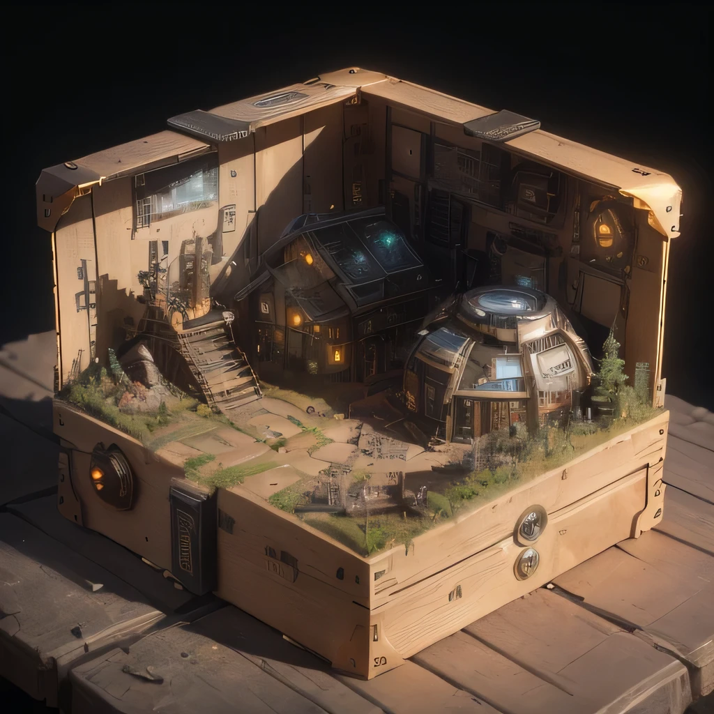 6598年Mars realistic model, (bifurcation, original photo, best quality, masterpiece:1.4),SteampunkCyberpunk6820 City,(CyberpunkMars light:1.3), Mars (related to land),(in a small nature box:1.3),Isometric, small nature, landscape on foundation,landscape,