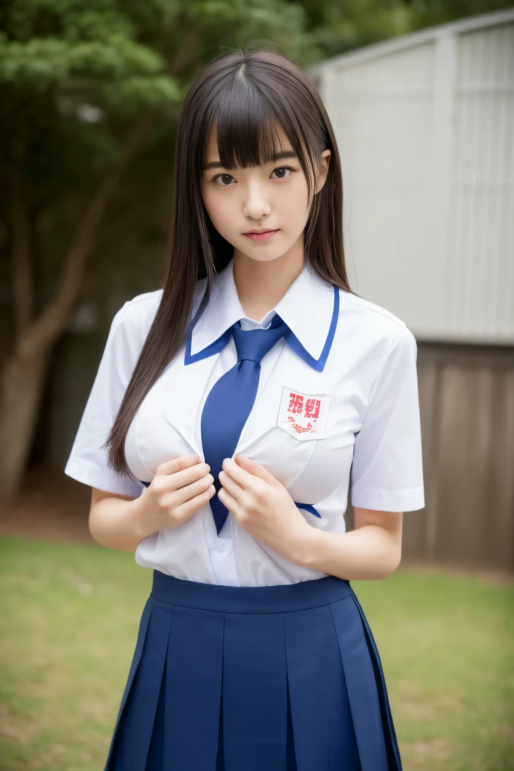 (highest quality,8K,Raw photo,realistic,High resolution:1.2),(cute japanese girl),(huge breasts:1.20),(Because I'm slender、naughty body),(Japanese high school uniform),(school classroom),(18-year-old、difficult、Lofty dream、Prisoner of a male classmate、existence of idols),(Beautiful realistic Asians:1.5、kindness)、Professional、
