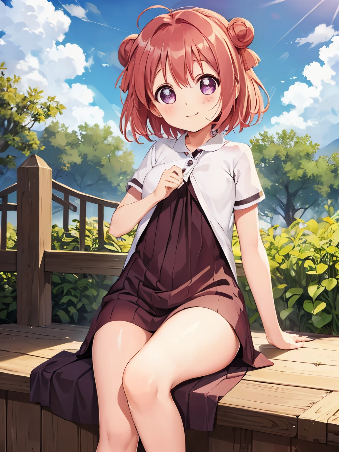 akari feature,((masterpiece)),(((highest quality))),((Super detailed)),((figure)), ((messy hair)), {very detailed}, (Light function), outdoor, blue sky, detailed background, cloud, smile, flow,topless,bottomless,