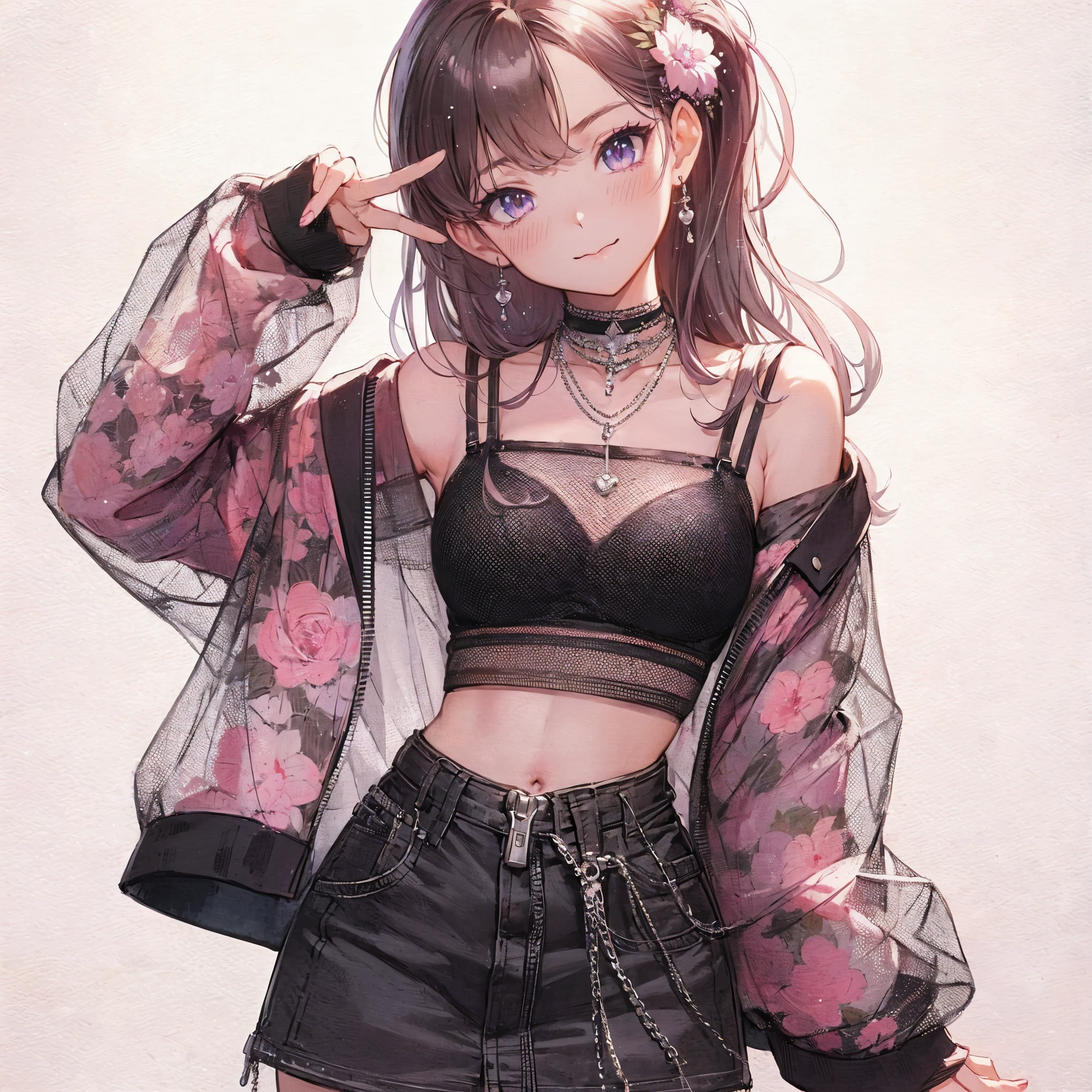 anime girl with black hair and a pink top and black shorts, anime vibes, artwork in the style of guweiz, style anime, anime style. 8k, guweiz, cute anime girl, anime girl, anime style 4 k, attractive anime girl, seductive anime girl, beautiful anime girl, high quality anime artstyle, anime styled, beautiful anime style, detailed drawn beautiful pastel violet eyes, (detailed drawn beautiful large breast:1.3)