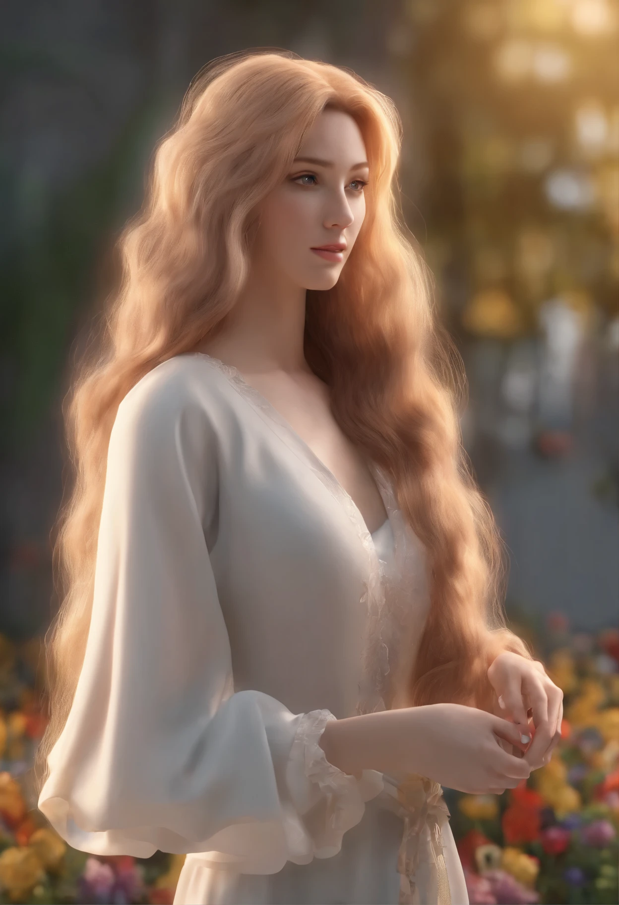 A lady with a long hair