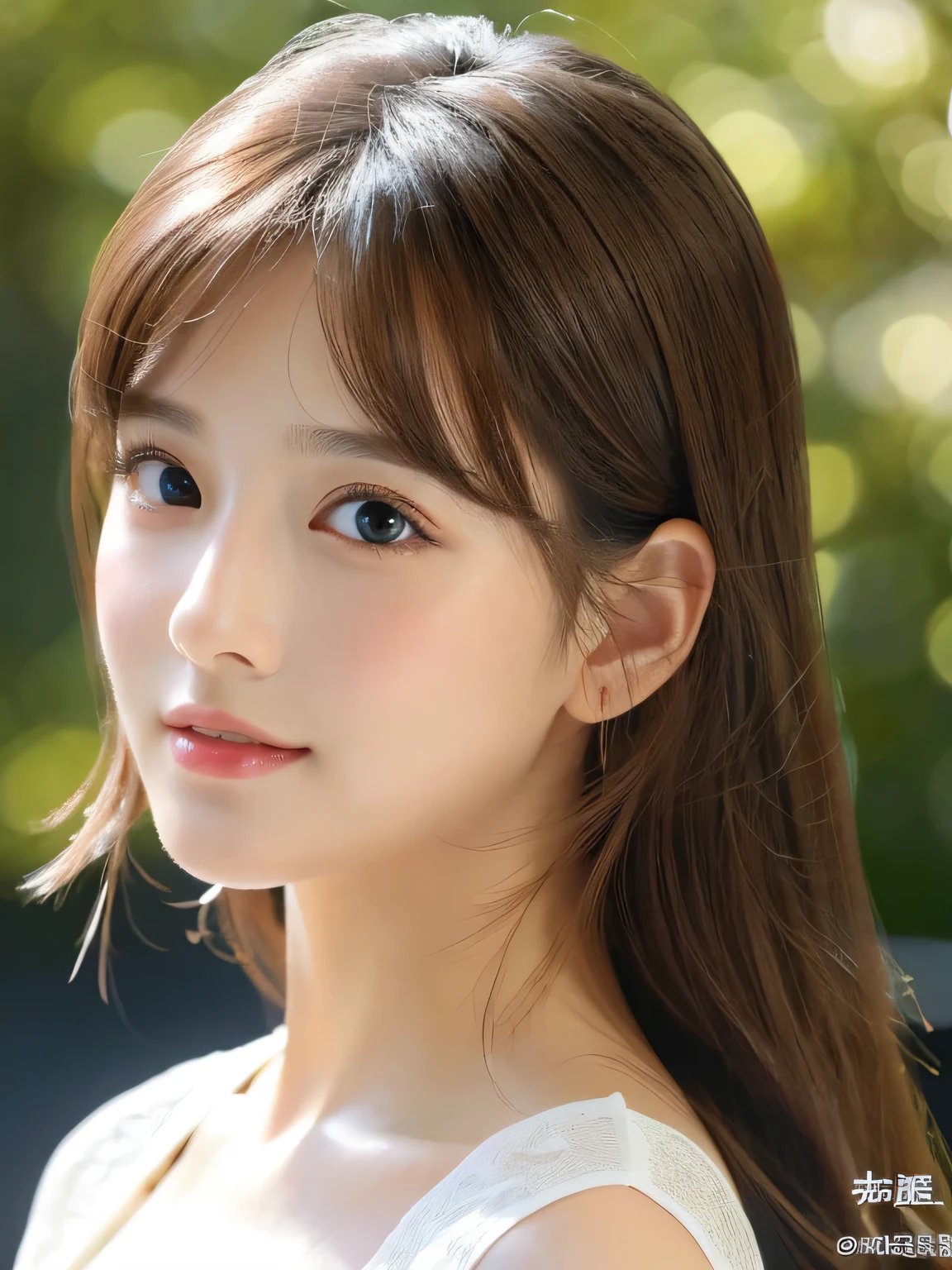 (((32k,high details,high detail、masterpiece,attention to detail,alone))),Raw photo & realistic atmosphere,beautiful dark blue eyes,detailed mouth,glossy lips,thin eyebrows,fine eyes、Soft white skin that shines in every detail、her deep black eyes are so beautiful,lip details、very beautiful face,very well-shaped face、lifelike face,shining beautiful lips,beautiful eyebrows,infinite reality, Realistic young idol sculpture,she'she'she'she'she'she'she'she's a very cute woman , idol sculpture, young idol sculpture, Very beautiful and cute 22 year old beauty,incredibly beautiful and classy,22 year old beauty,natural soft light,(shiny hair,,Beautiful and kind eyes:1.5),gentle smile,well-shaped chest,long hair,beautiful posture,no makeup,