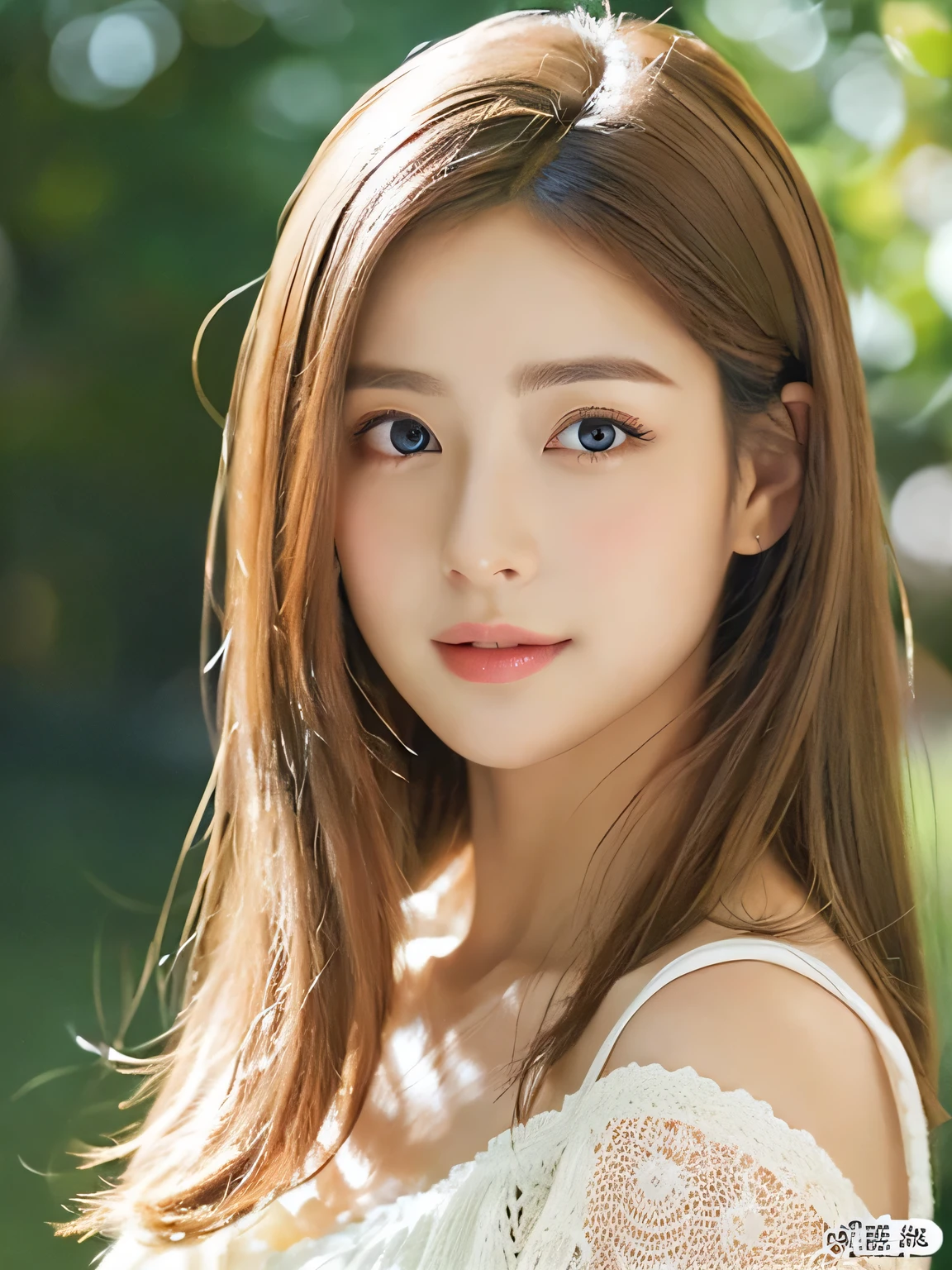 (((32k,high details,high detail、masterpiece,attention to detail,alone))),Raw photo & realistic atmosphere,beautiful dark blue eyes,detailed mouth,glossy lips,thin eyebrows,fine eyes、Soft white skin that shines in every detail、her deep black eyes are so beautiful,lip details、very beautiful face,very well-shaped face、lifelike face,shining beautiful lips,beautiful eyebrows,infinite reality, Realistic young idol sculpture,she'she'she'she'she'she'she'she's a very cute woman , idol sculpture, young idol sculpture, Very beautiful and cute 22 year old beauty,incredibly beautiful and classy,22 year old beauty,natural soft light,(shiny hair,,Beautiful and kind eyes:1.5),gentle smile,well-shaped chest,long hair,beautiful posture,no makeup,