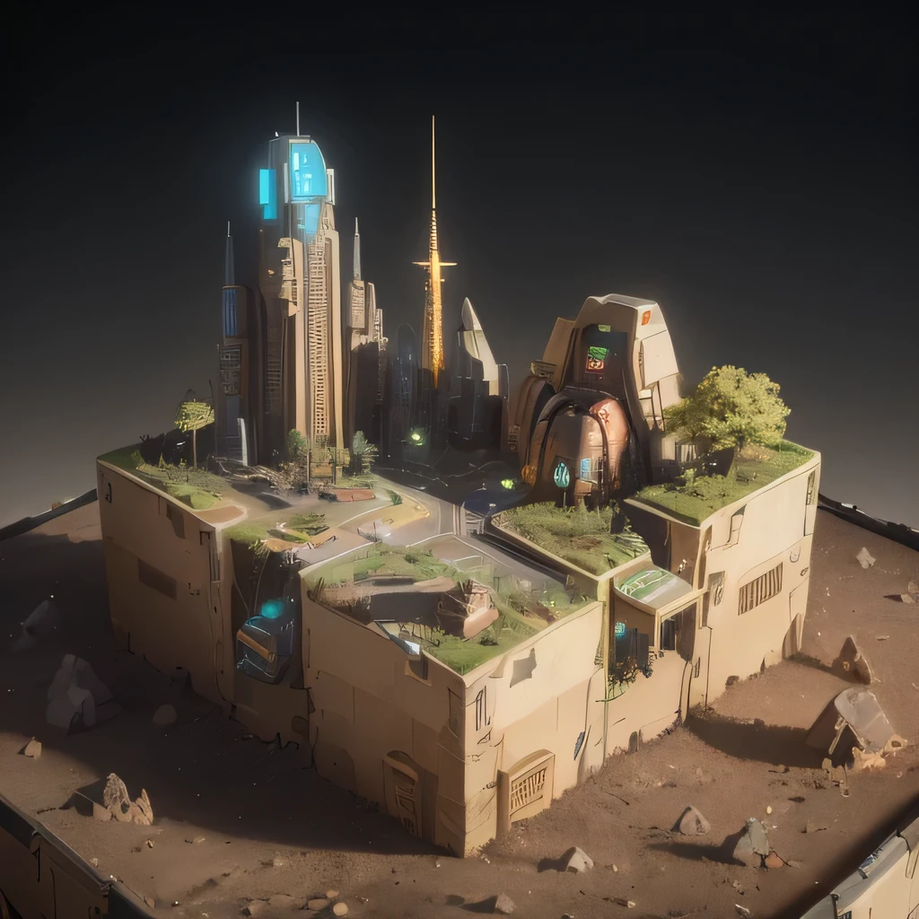 6598年Mars realistic model, (bifurcation, original photo, best quality, masterpiece:1.4),SteampunkCyberpunk6820 City,(CyberpunkMars light:1.3), Mars (related to land),(in a small nature box:1.3),Isometric, small nature, landscape on foundation,landscape,