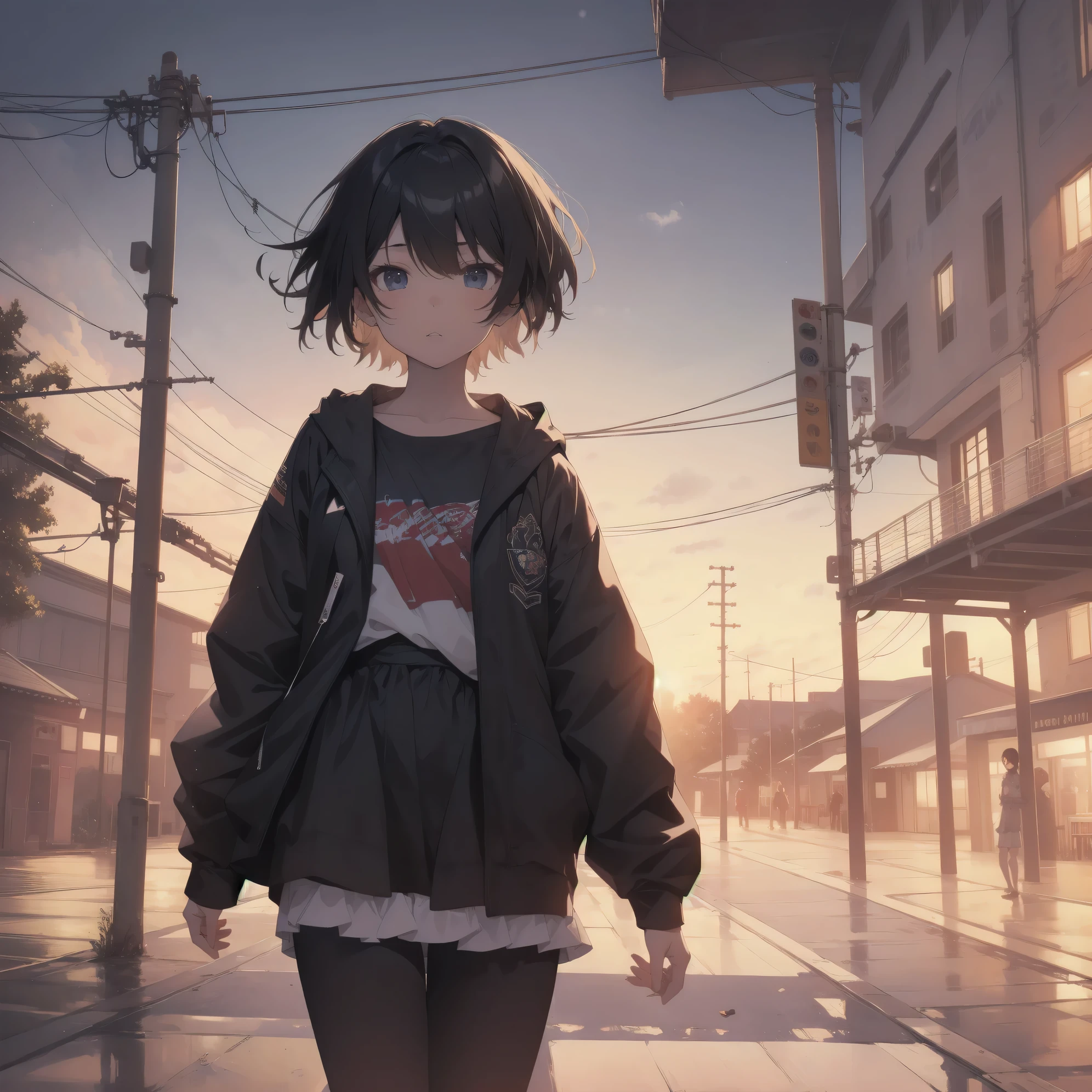 ultra-absurdres-Top quality by art God, ultra-detailed, high resolution, anime moe artstyle, best anime 8k konachan wallpaper, pixiv contest winner, perfect anatomy,break, (Please draw a girl walking sleepily to school alone. )break,1girl, (Solo,little female, :1.3),Full limbs, complete fingers,a junior high school student, Attractiveness of immature bodies, (very short hair), short cut, flat chest, , small butt, groinall black eyes, beautiful detailed eyes, well-proportioned iris and pupils, expressive eyes, highres detailed hair, yawn, schooluniform, (Detailed Lighting), (Detailed background), in the School commute route. break,super detailed skin, Best cinematic lighting powered by famous artist, 8k,beauty illustration,photoshop_(medium),absurdres highres,UHD,textured skin,break,((artist:lam)), artist:da-kuro,artist:shinkai makoto,artist:sekiya asami,artist:fujiyama,