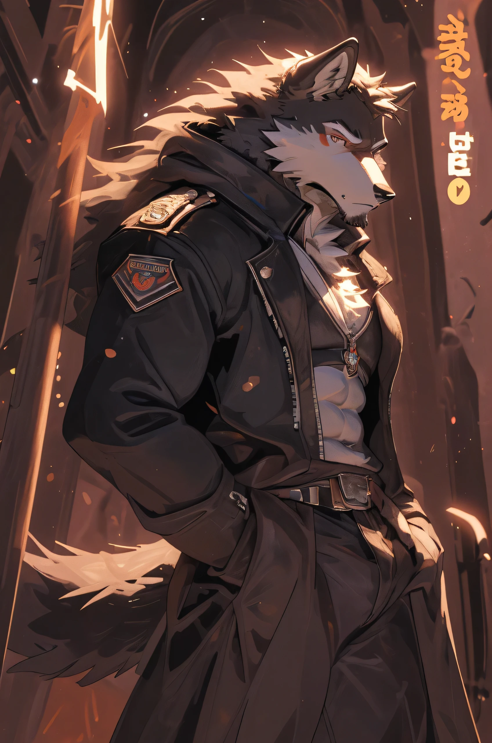 "(best quality,highres,masterpiece:1.2),furry,wolf,male,heavy rain,detailed,realistic colorful eyes,a wolf with all-black fur,high dynamic range,cold-hearted,sinister,ferocious,scarred face,black leather jacket"