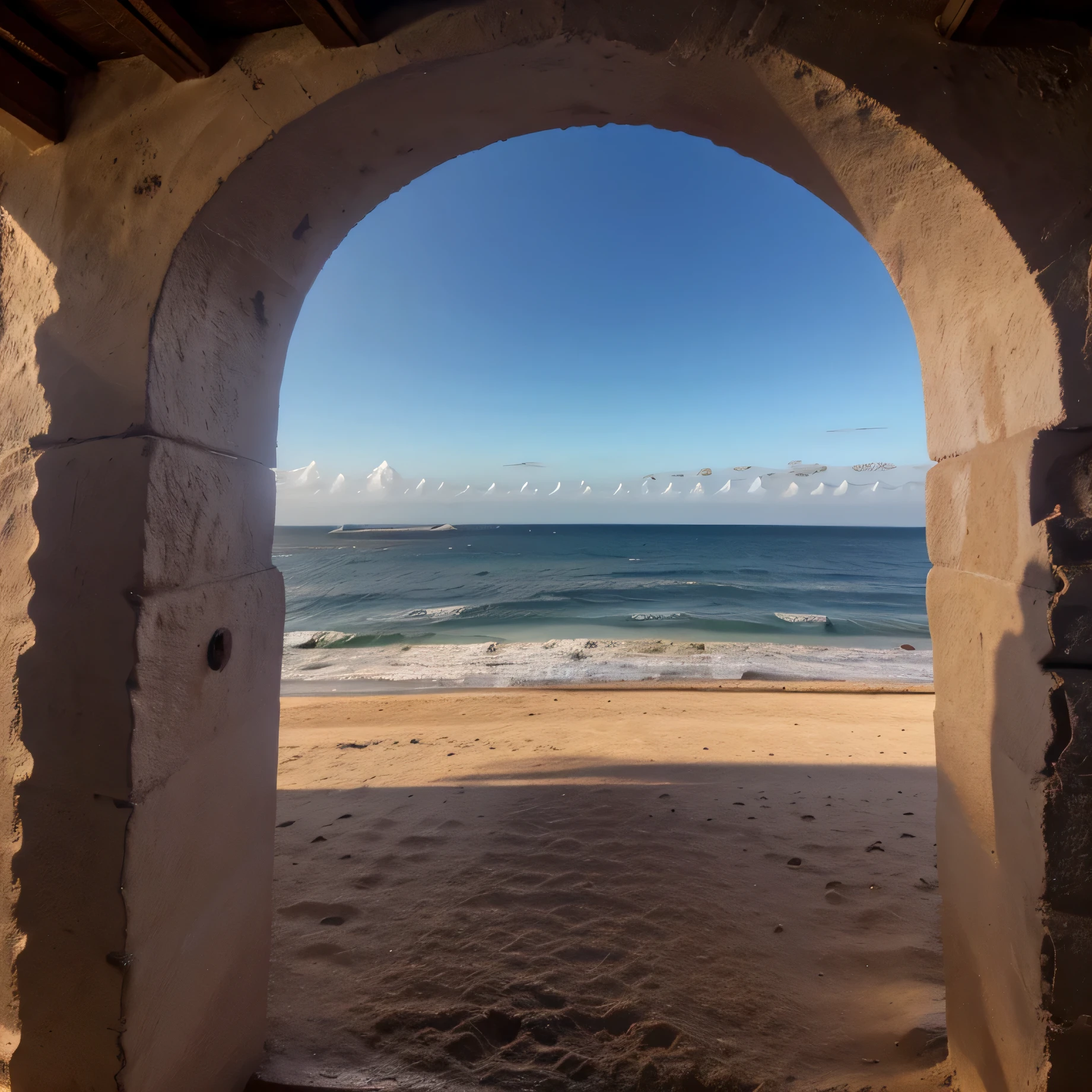 Por favor recreame uno de los paisajes de Manaure La Guajira, where you can see the sea, en horas de la tarde