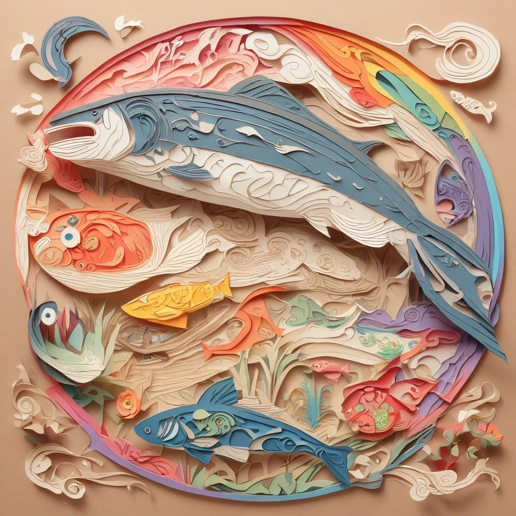 PaperCarving,colorful,big fish