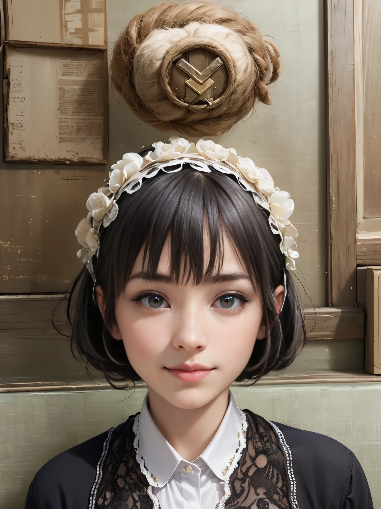 (highest quality, 8k, High resolution, realistic:2.0), (((alone, one girl)))、Japanese、cute idol、singer、22 years old、 use pink glossy lipstick,eye swelling、(girl with big beady eyes:1.5)、((round face, smile, big breasts,big ))、flushed complexion、Cute whole body pose、ponytail、